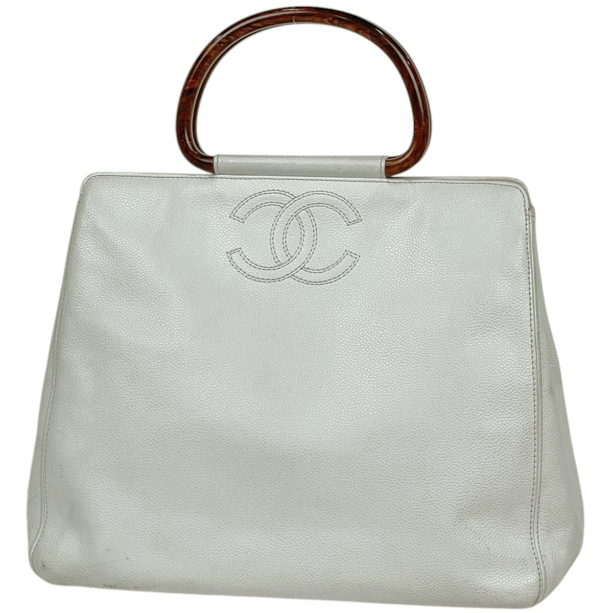 Chanel White Grained Calfskin Handbag Tote Bag (Pre-Owned)