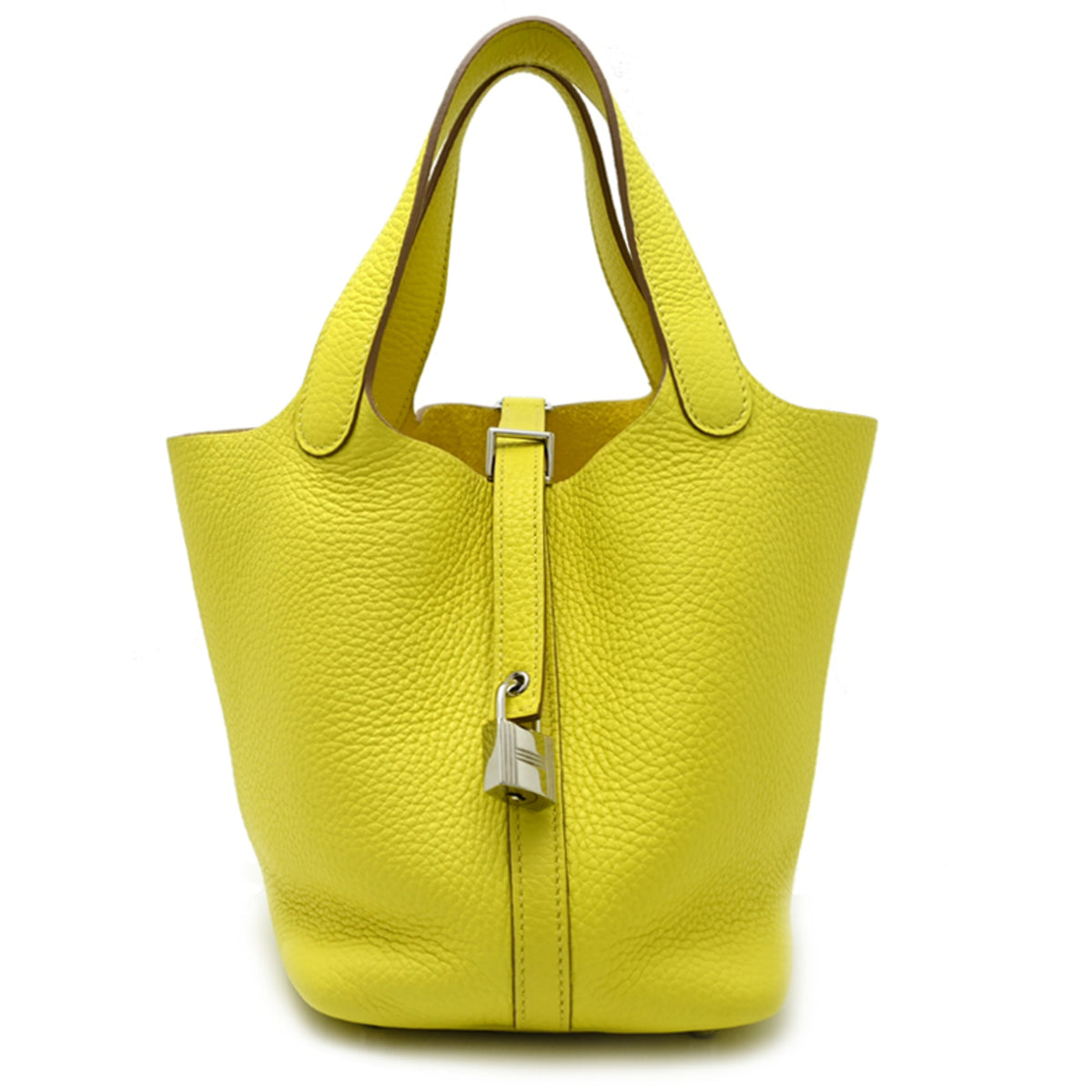 Hermes Lime Yellow Taurillon Clemence Leather Handbag (Pre-Owned)