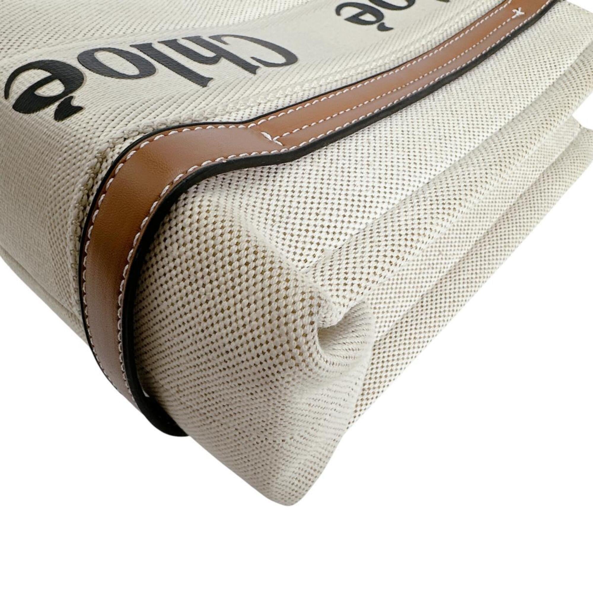 Chloé Beige Canvas Leather Handbag Tote Bag (Pre-Owned)