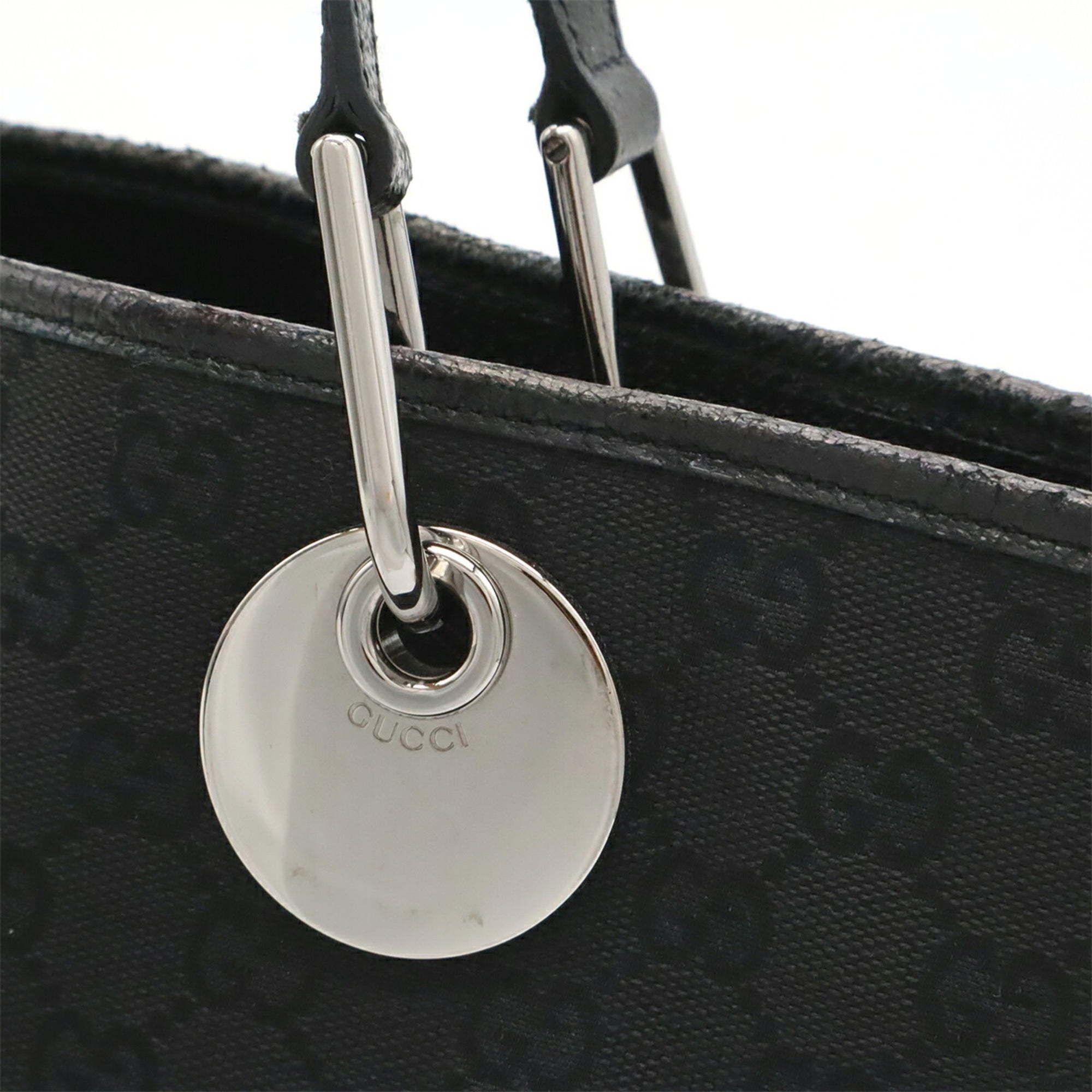 Gucci Black Canvas Leather Shoulder Bag Tote Bag (Pre-Owned)