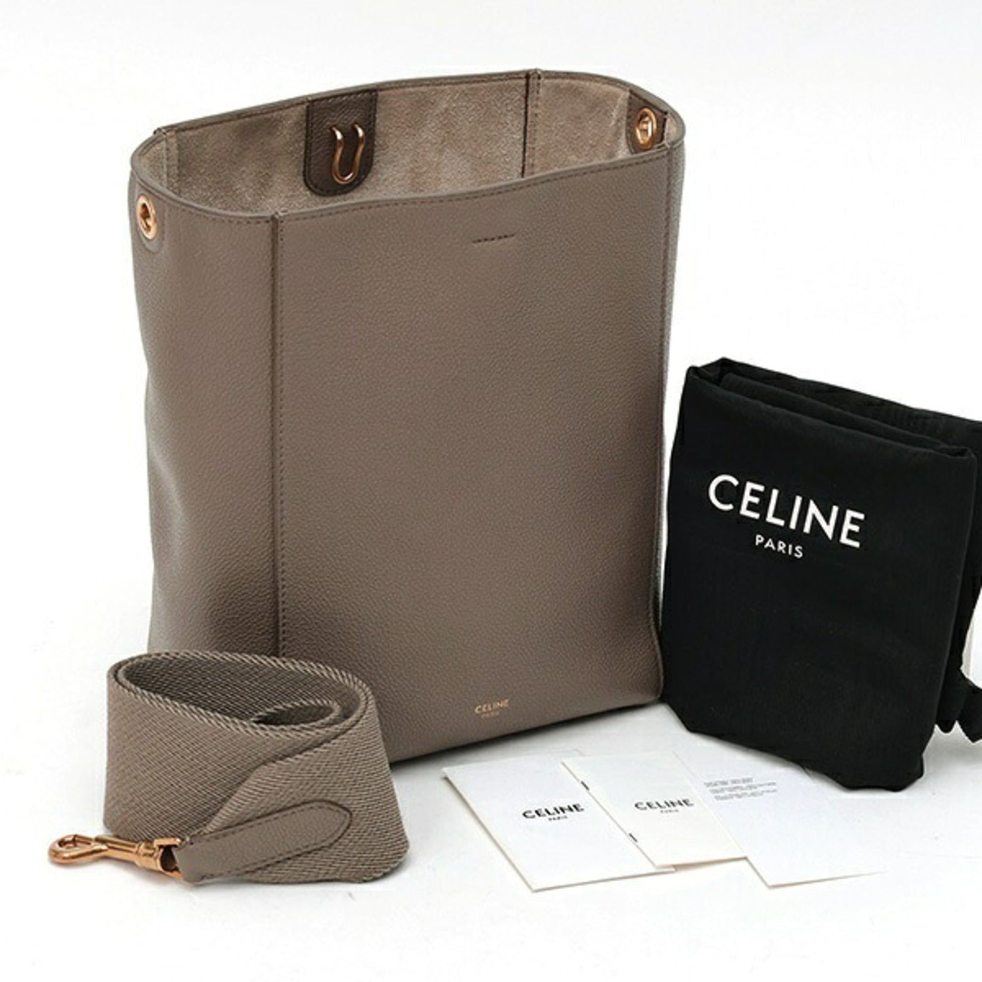 Celine Grayish Leather Shoulder Bag (Pre-Owned)