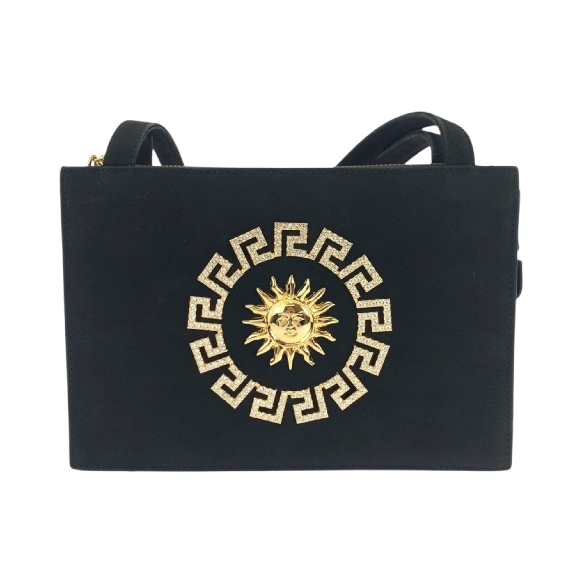 Versace Black Suede Shoulder Bag Tote Bag (Pre-Owned)