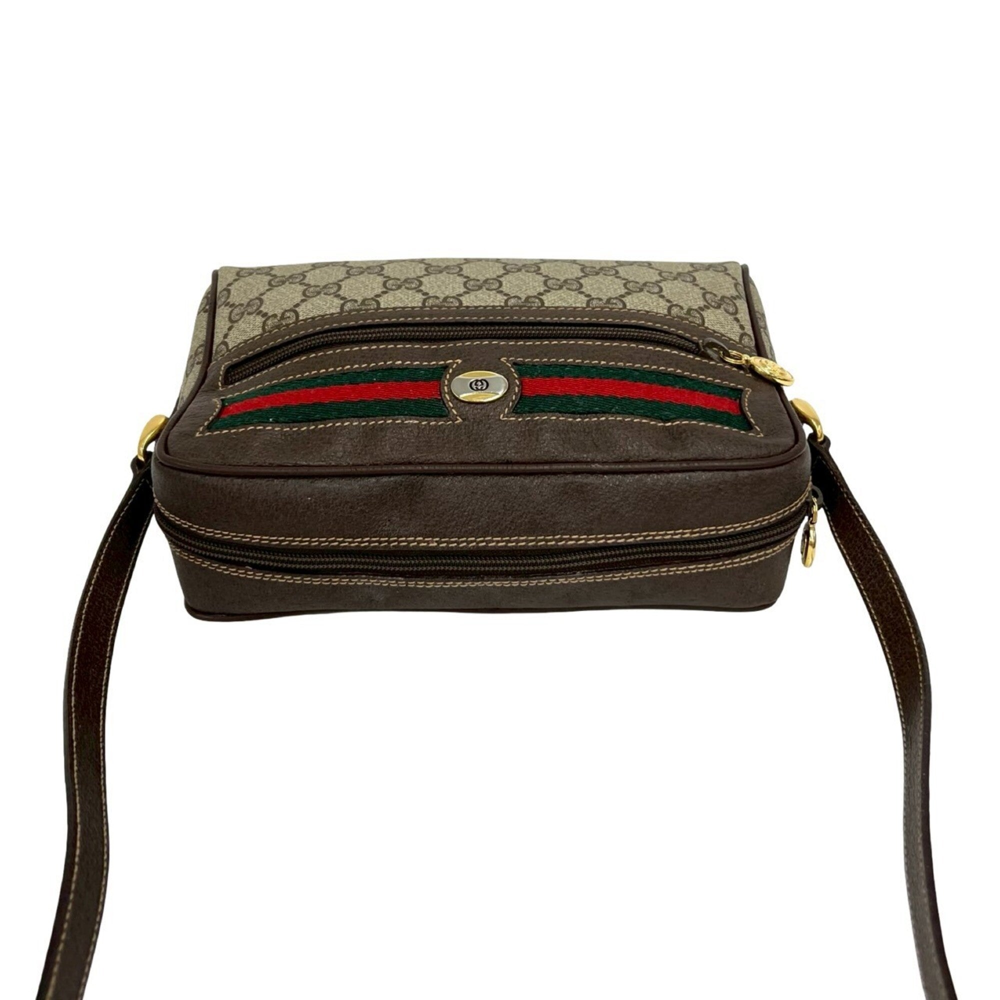 Gucci Brown Green Red Color Leather Pvc Pochette Shoulder Bag (Pre-Owned)