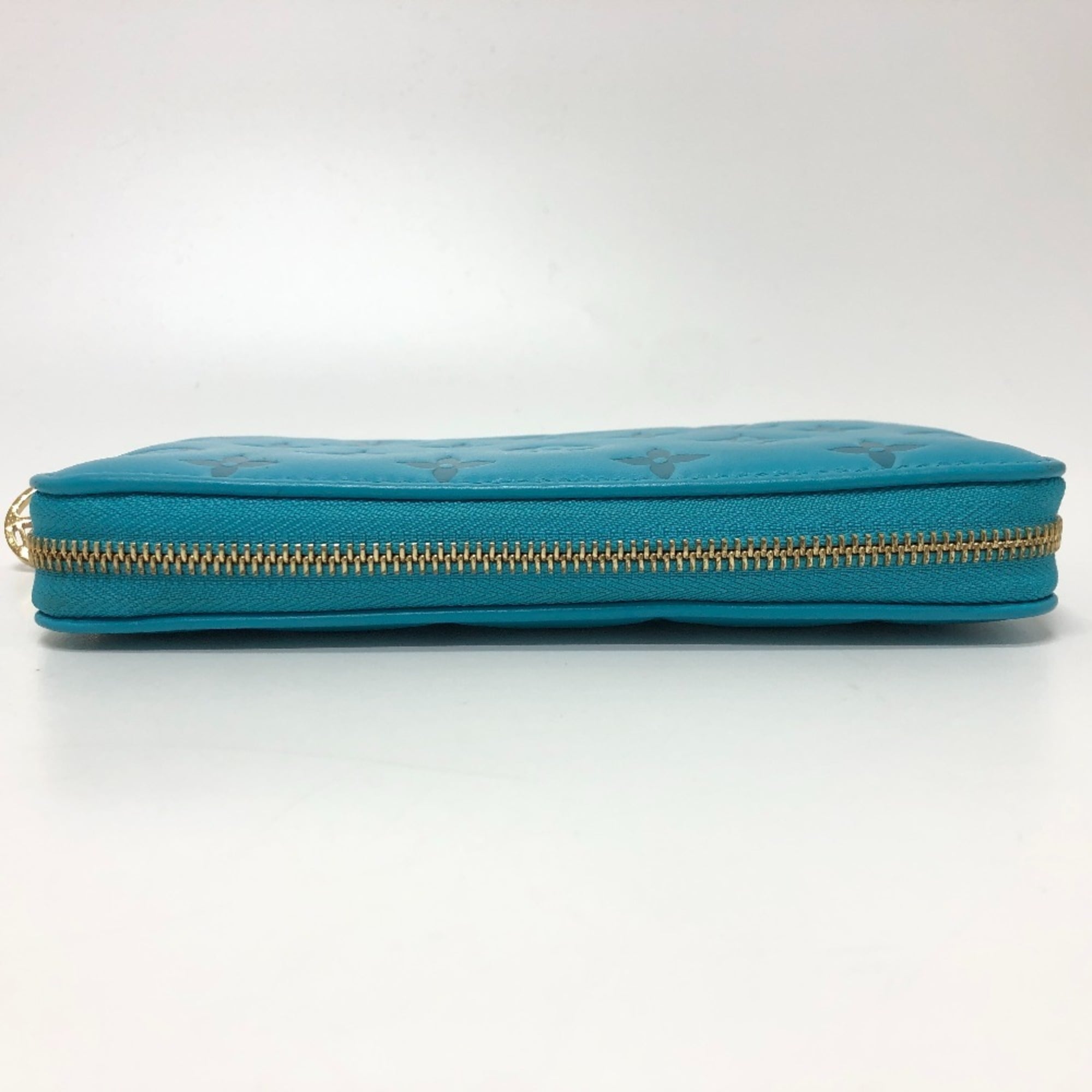 Louis Vuitton Monogram Gold Blue Leather Long Wallet (Bi-Fold) (Pre-Owned)