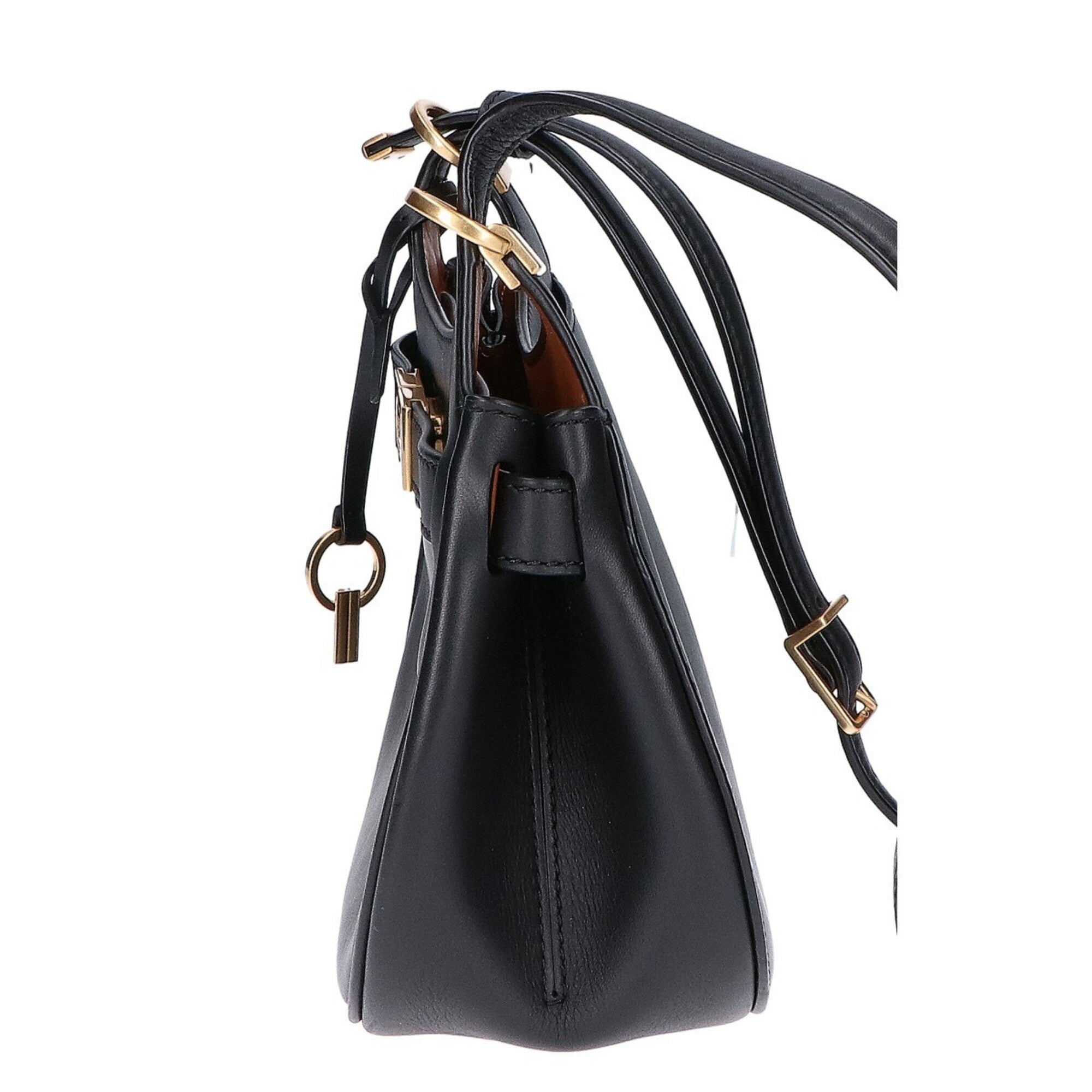 Tory Burch Black Leather Saddle Bag Shoulder Bag (Pre-Owned)