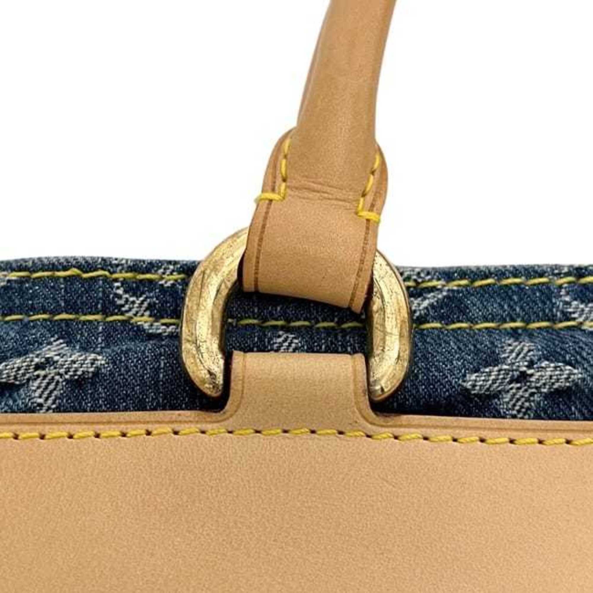 Louis Vuitton Blue Monogram Denim Leather Tote Bag (Pre-Owned)