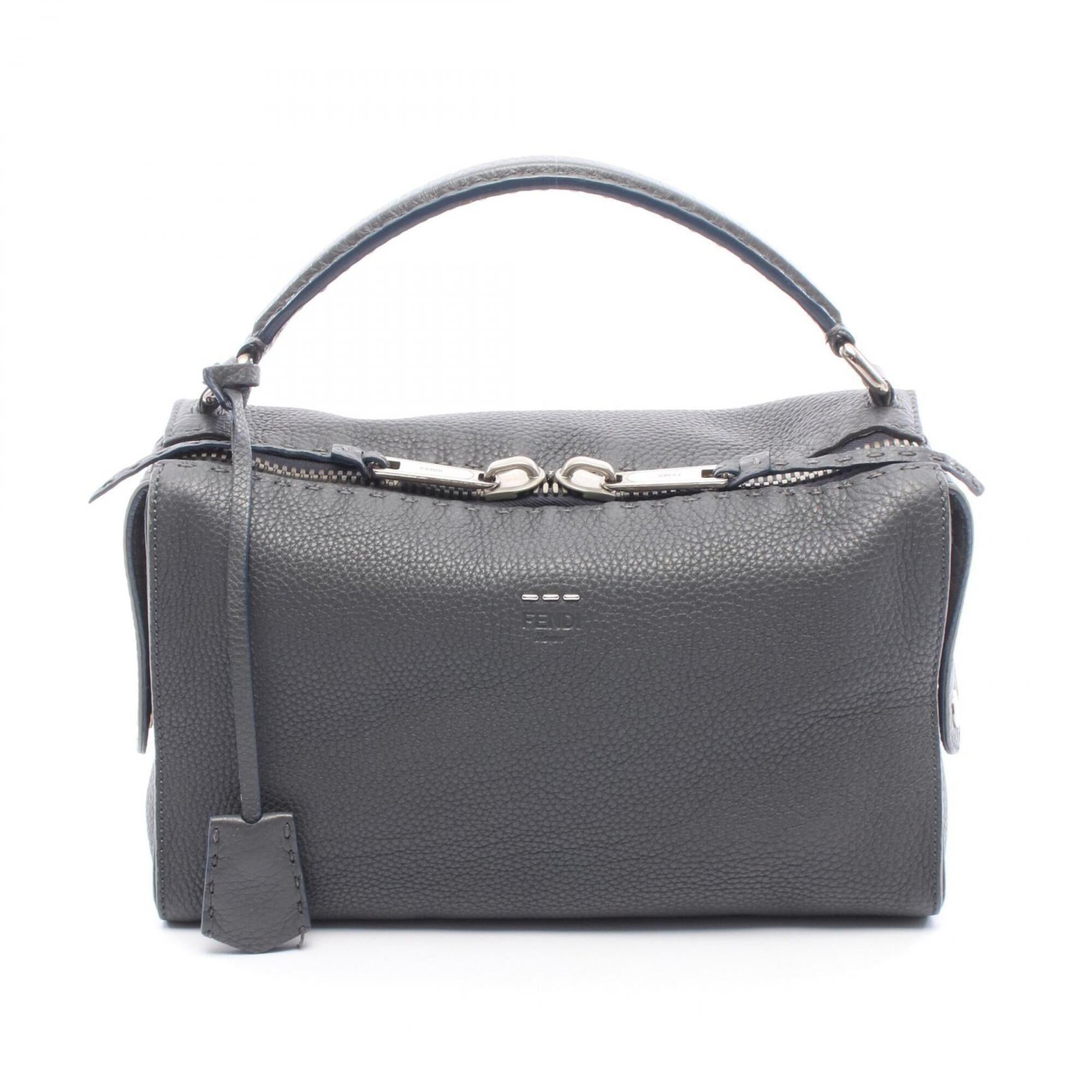 Fendi Selleria Gray Leather Handbag (Pre-Owned)