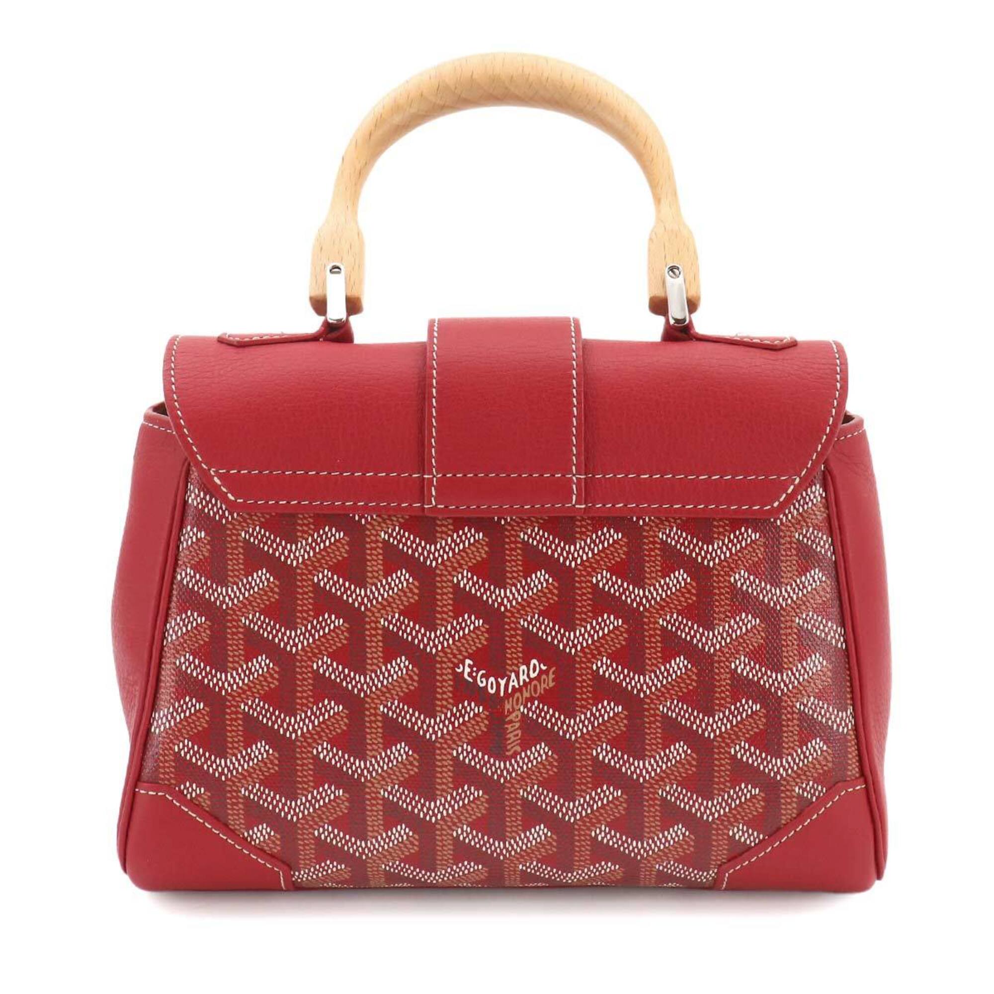 Goyard Red Color Pvc Wood Handbag (Pre-Owned)