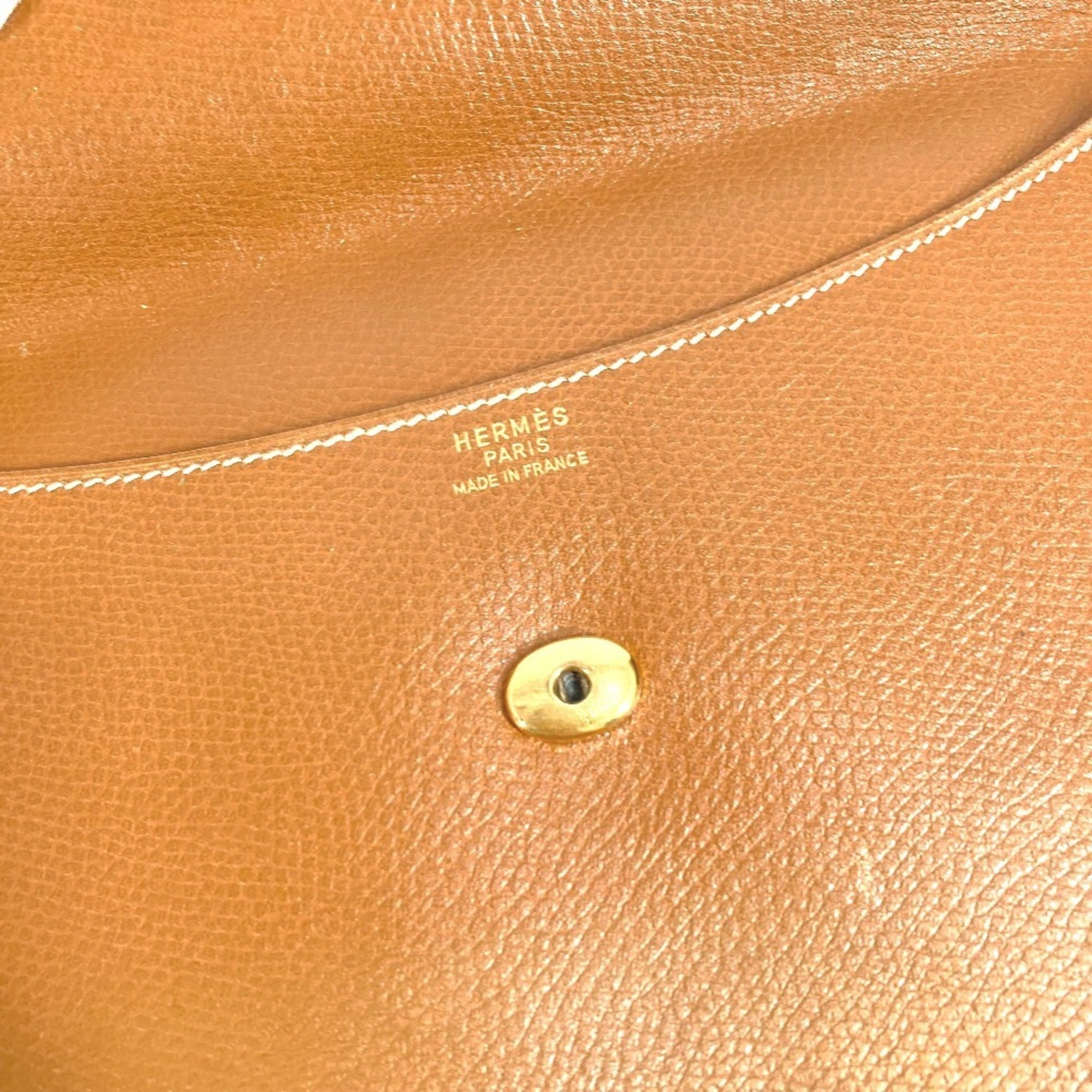 Hermes Brown Leather Clutch Bag Pochette Pouch (Pre-Owned)