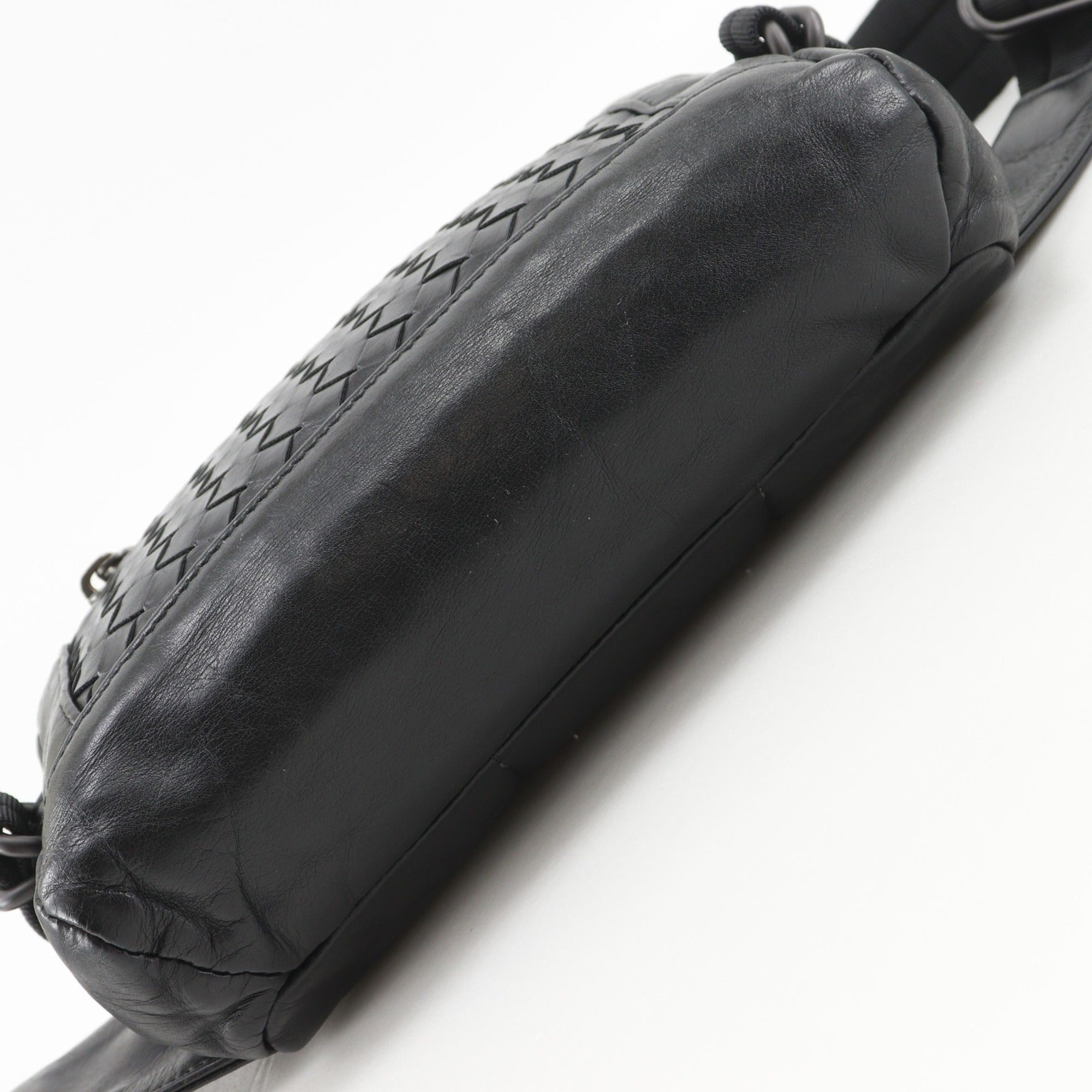Bottega Veneta Intrecciato Black Leather Fanny Pack (Pre-Owned)
