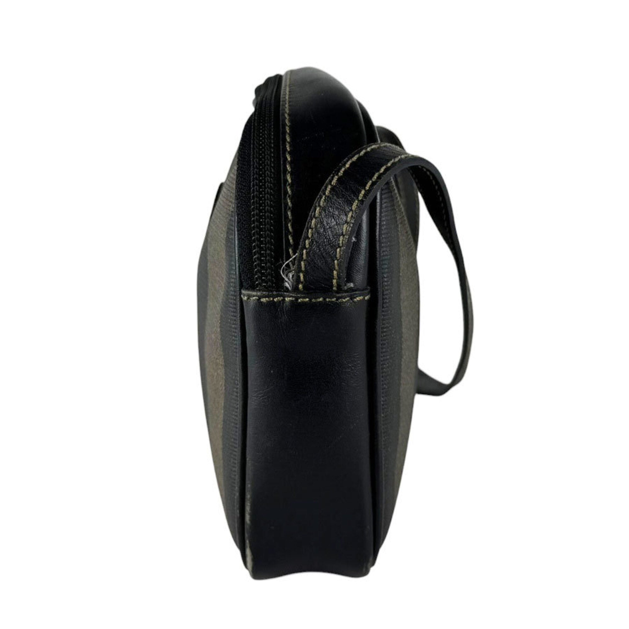 Fendi Black Brown Coated Canvas Shoulder Bag (Pre-Owned)