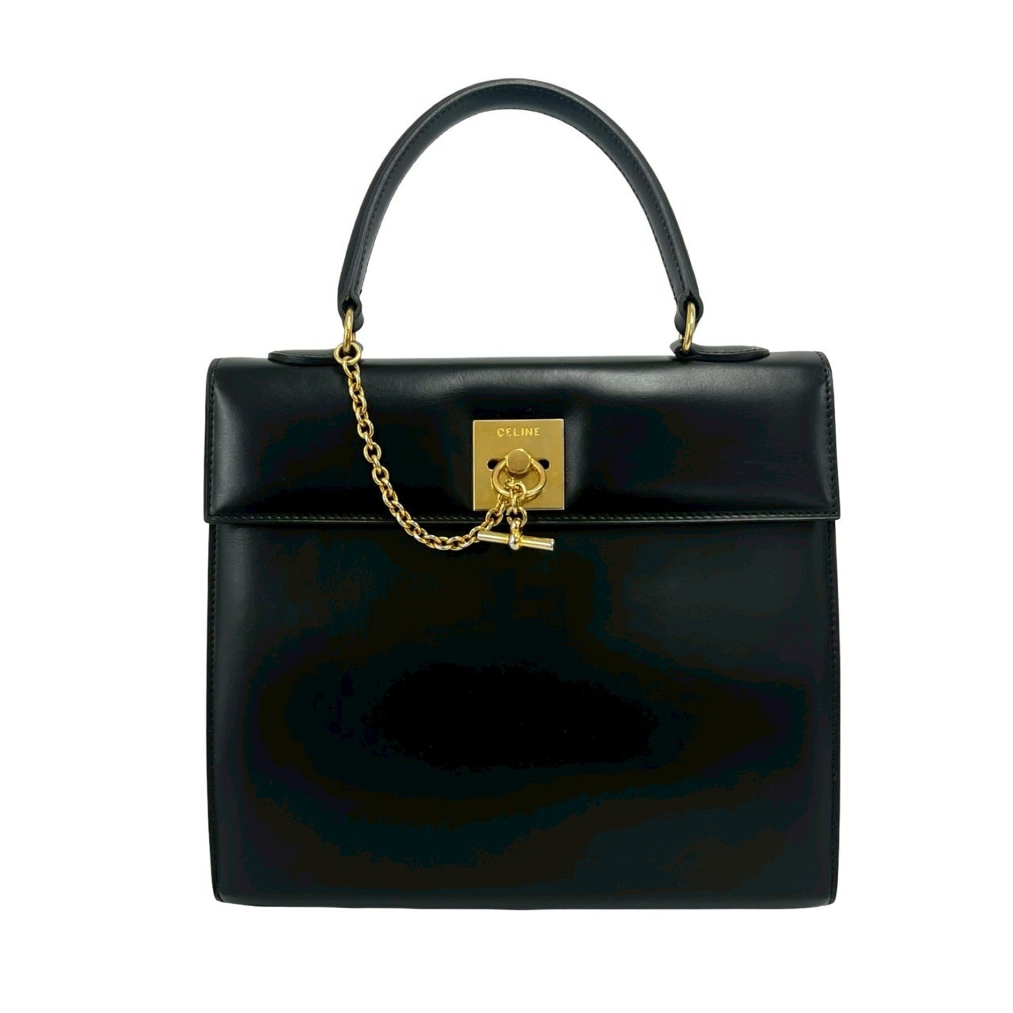 Celine Black Leather Handbag Tote Bag (Pre-Owned)