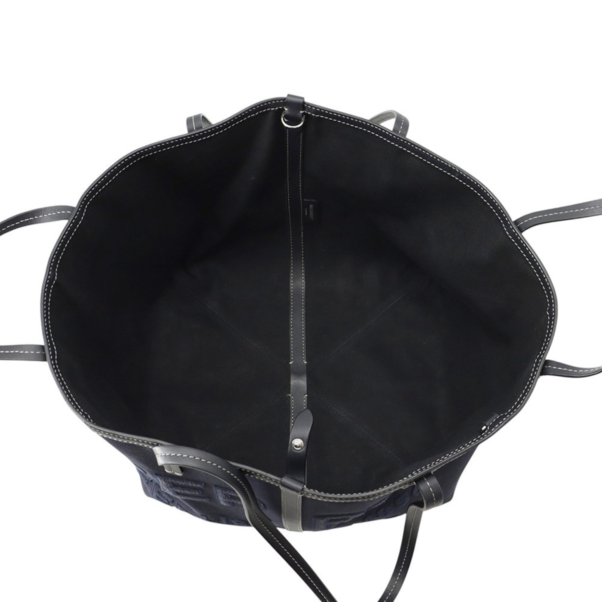 Burberry Navy Black Canvas Leather Handbag Tote Bag (Pre-Owned)