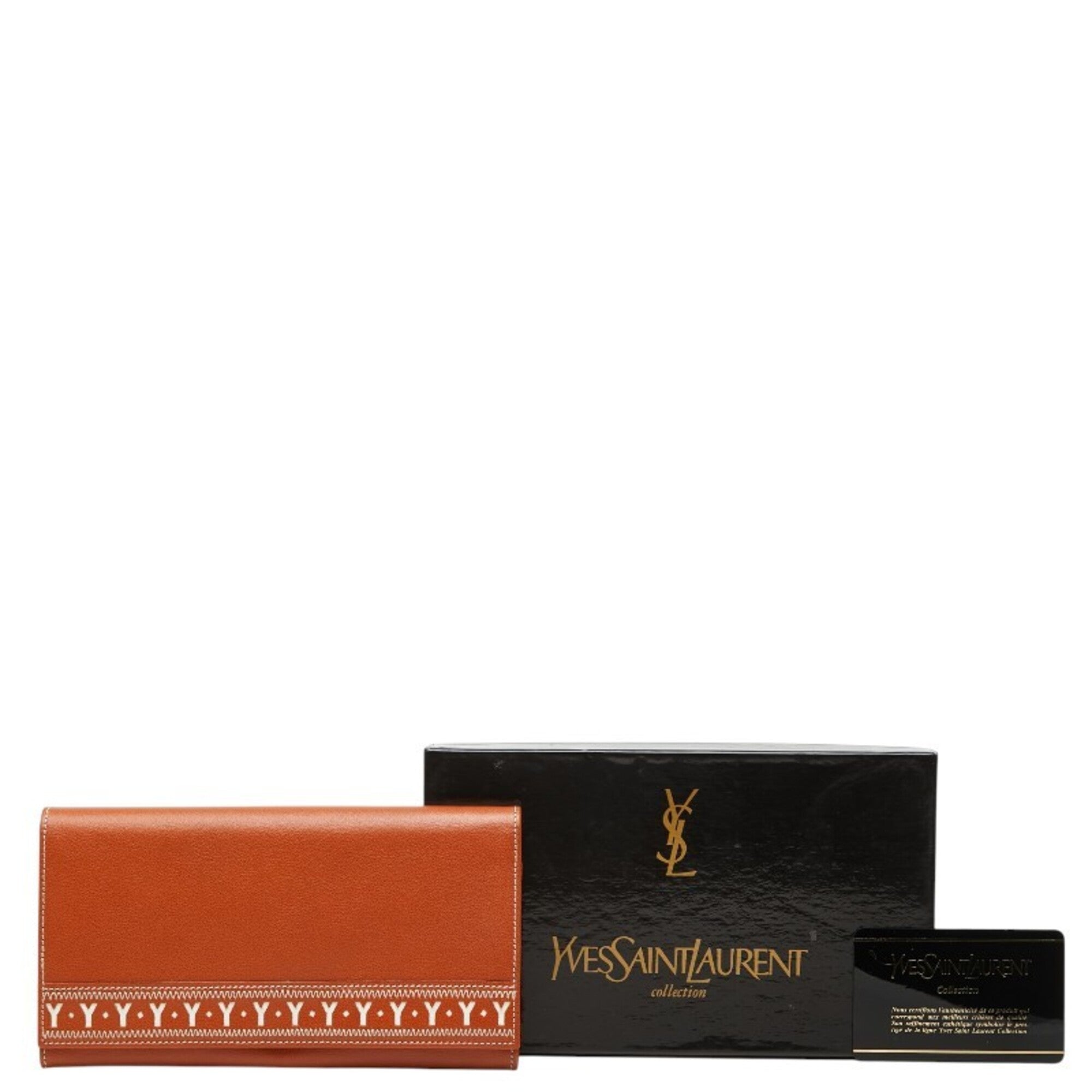 Saint Laurent Brown Leather Long Wallet (Bi-Fold) (Pre-Owned)
