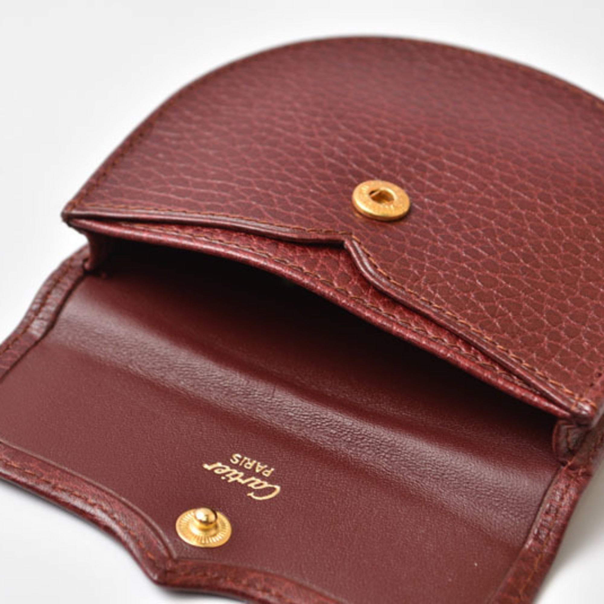 Cartier Bordeaux Leather Coin Purse/Coin Case (Pre-Owned)