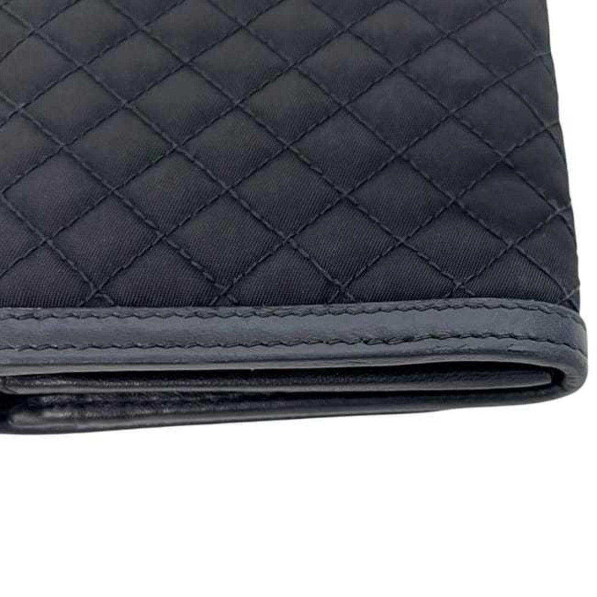 Prada Black Nero Nylon Leather Quilting Chain/Shoulder Wallet (Pre-Owned)