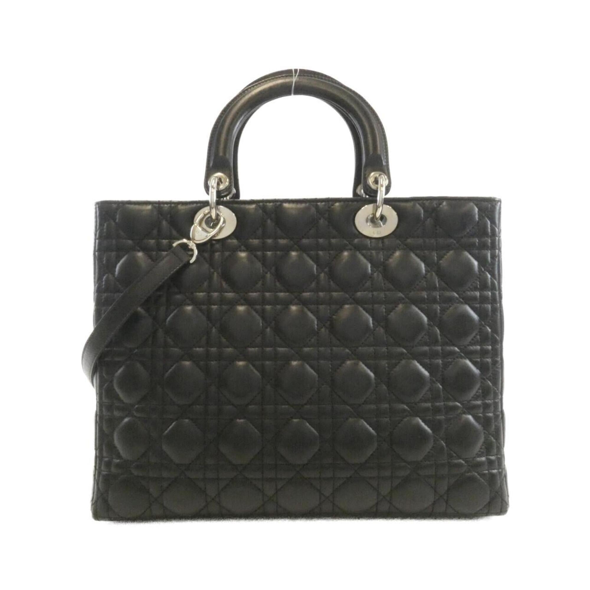 Christian Dior Lady Dior Black Leather Handbag (Pre-Owned)