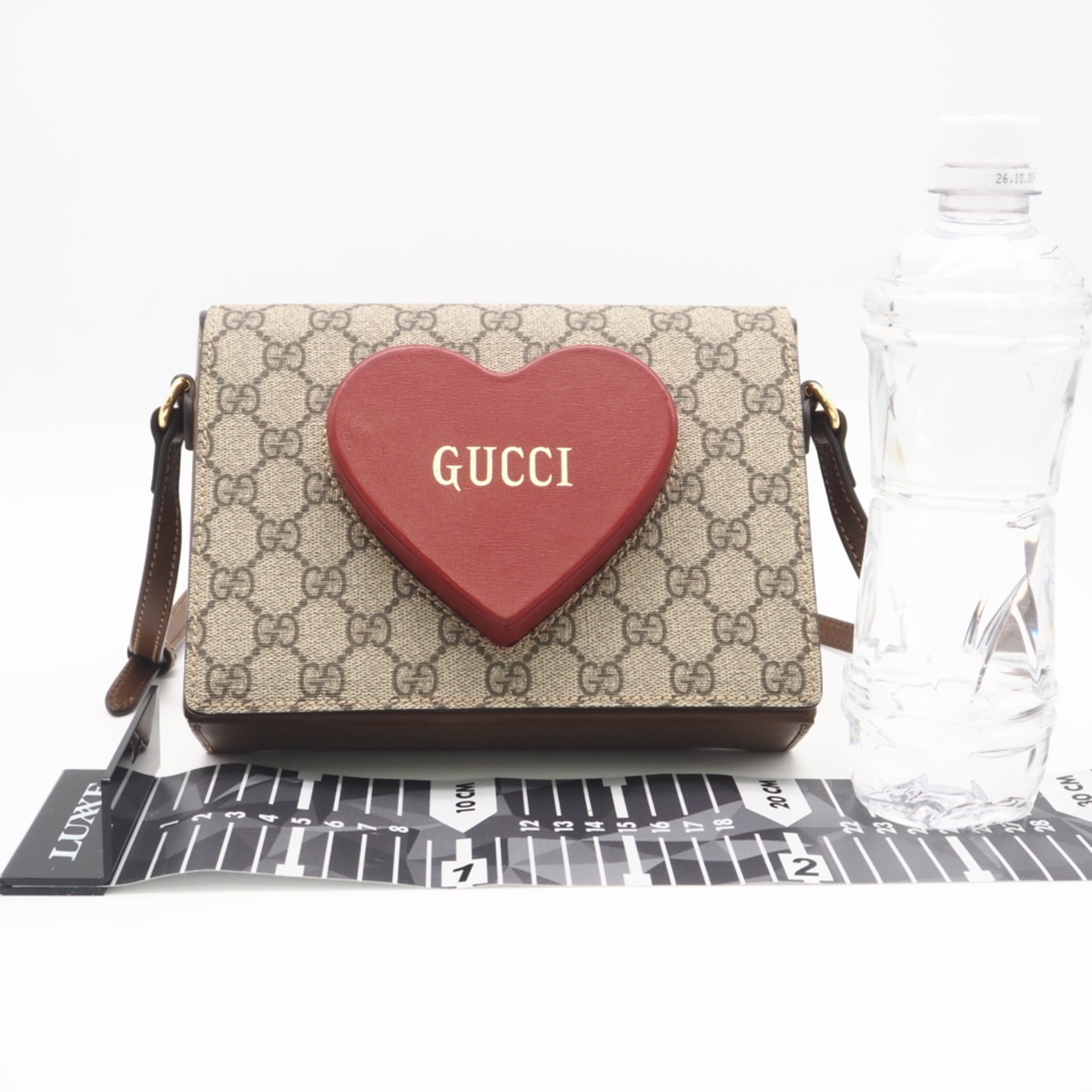 Gucci Beige Brown Red Color Coated Canvas Leather Shoulder Bag (Pre-Owned)