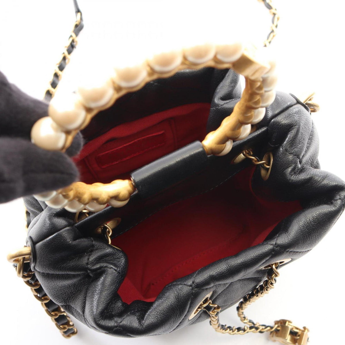 Chanel Black Leather Handbag Shoulder Bag (Pre-Owned)