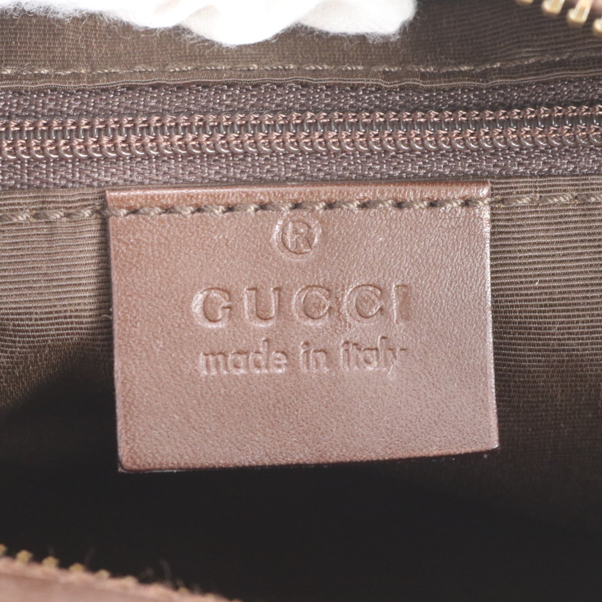 Gucci Brown Leather Canvas Handbag Shoulder Bag Tote Bag (Pre-Owned)