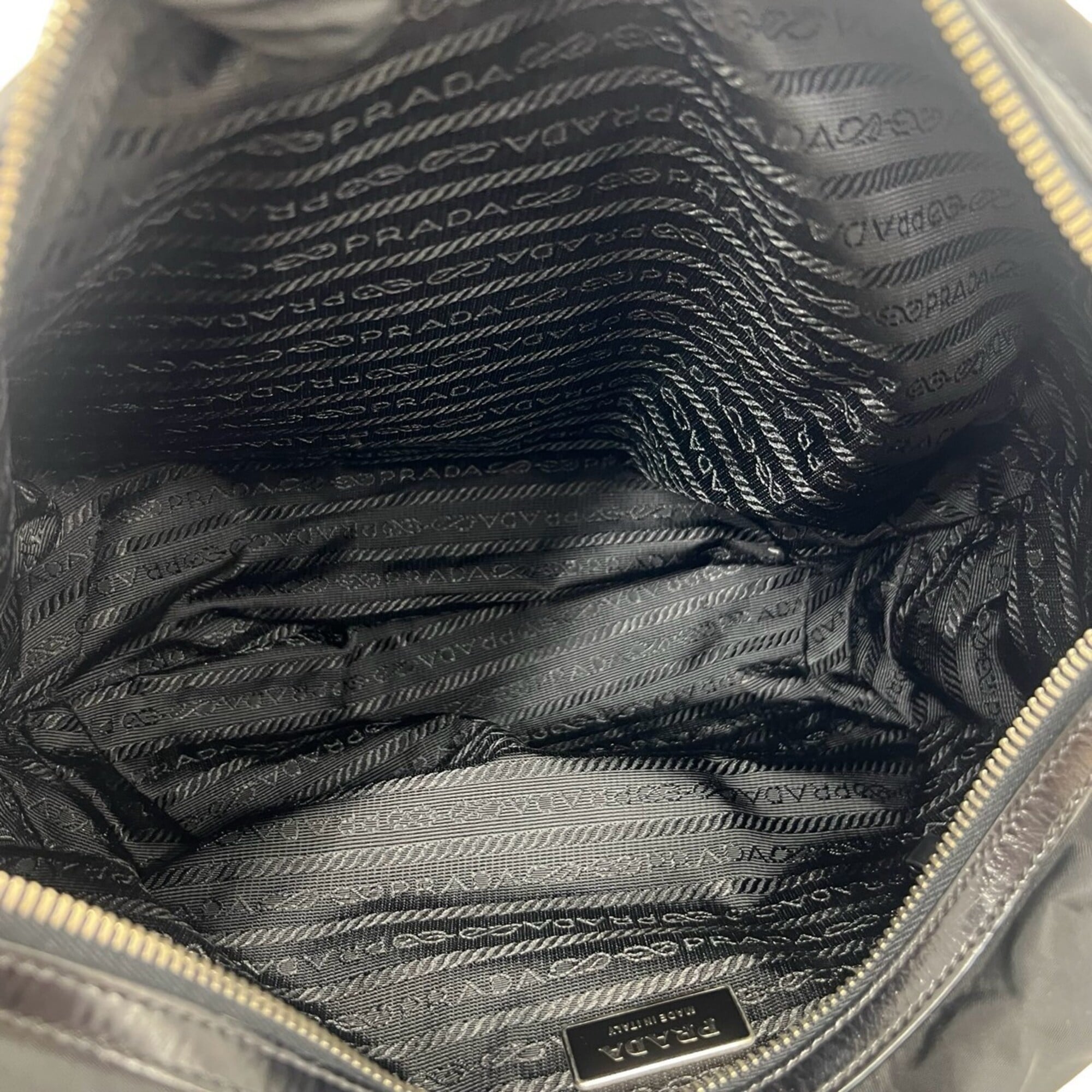 Prada Black Nylon Patent Leather Handbag Shoulder Bag (Pre-Owned)