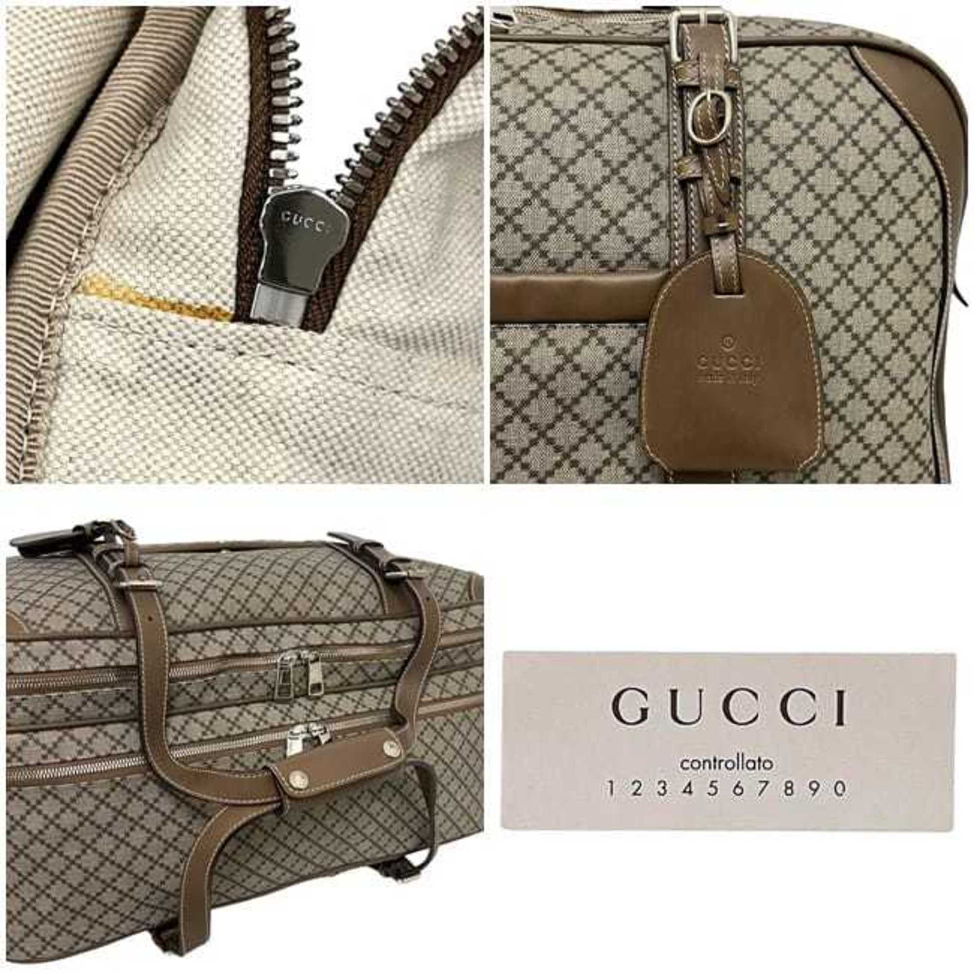 Gucci Beige Brown Pvc Leather Boston Bag Shoulder Bag (Pre-Owned)