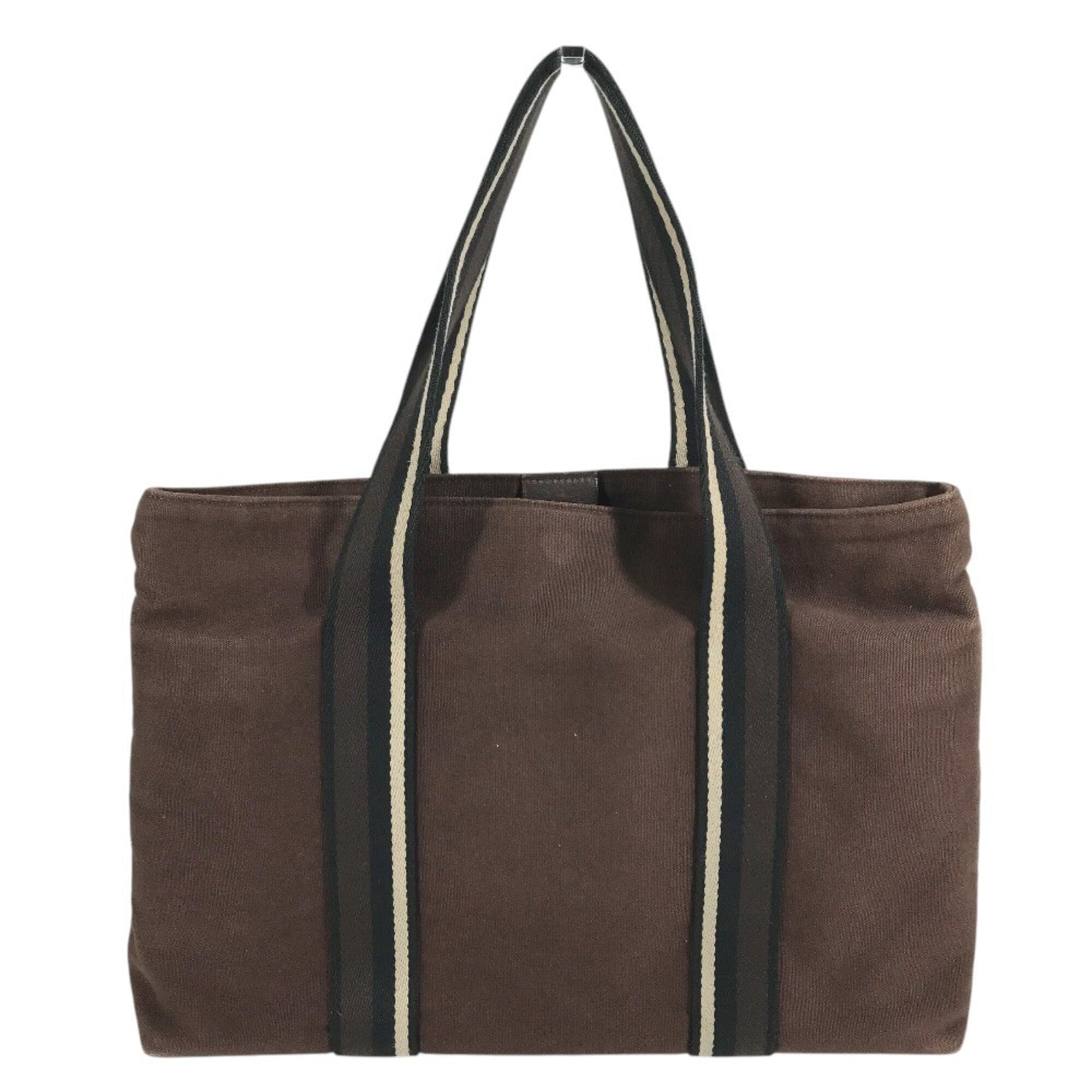 Hermes Brown Canvas Handbag Shoulder Bag Tote Bag (Pre-Owned)