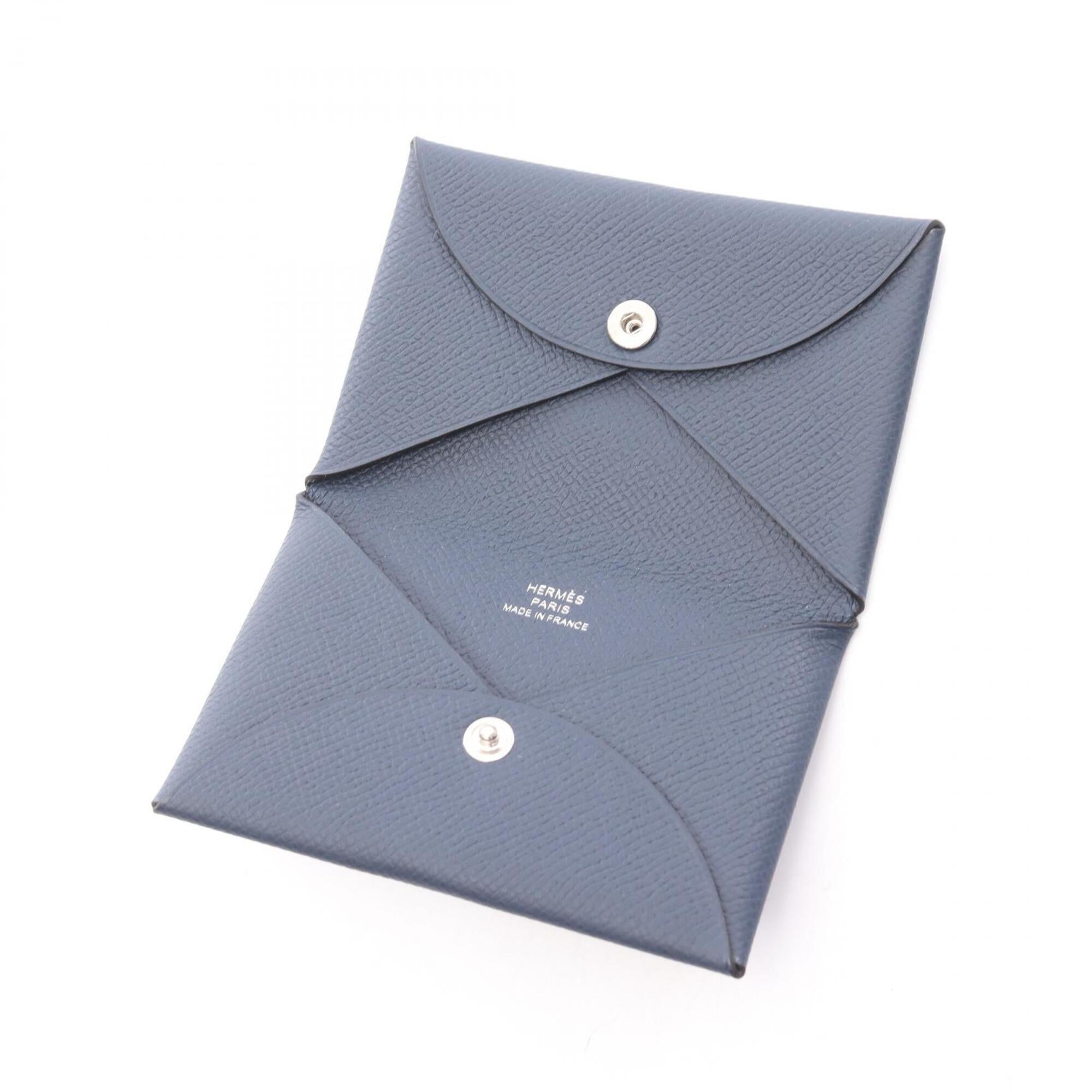 Hermes Blue Nuit Navy Leather Epsom Leather Coin Purse/Coin Case (Pre-Owned)