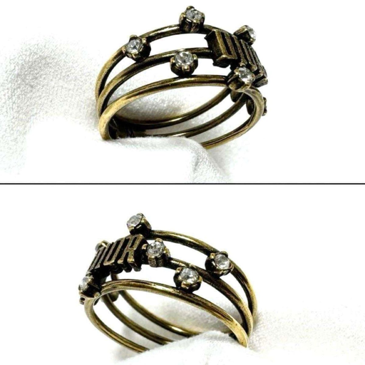 Christian Dior Metal Rhinestone Band Ring (Pre-Owned)