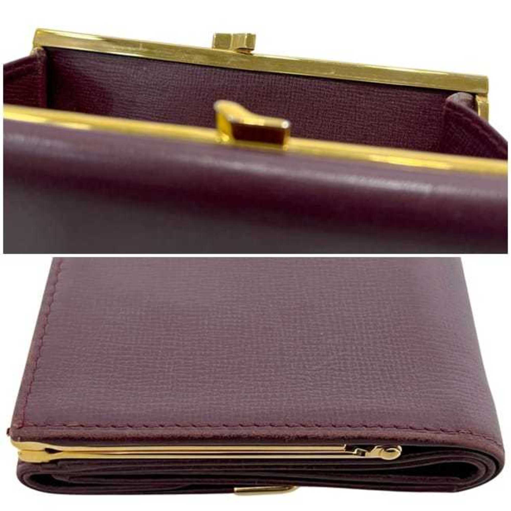 Cartier Bordeaux Wine Red Leather Wallet (Tri-Fold) (Pre-Owned)