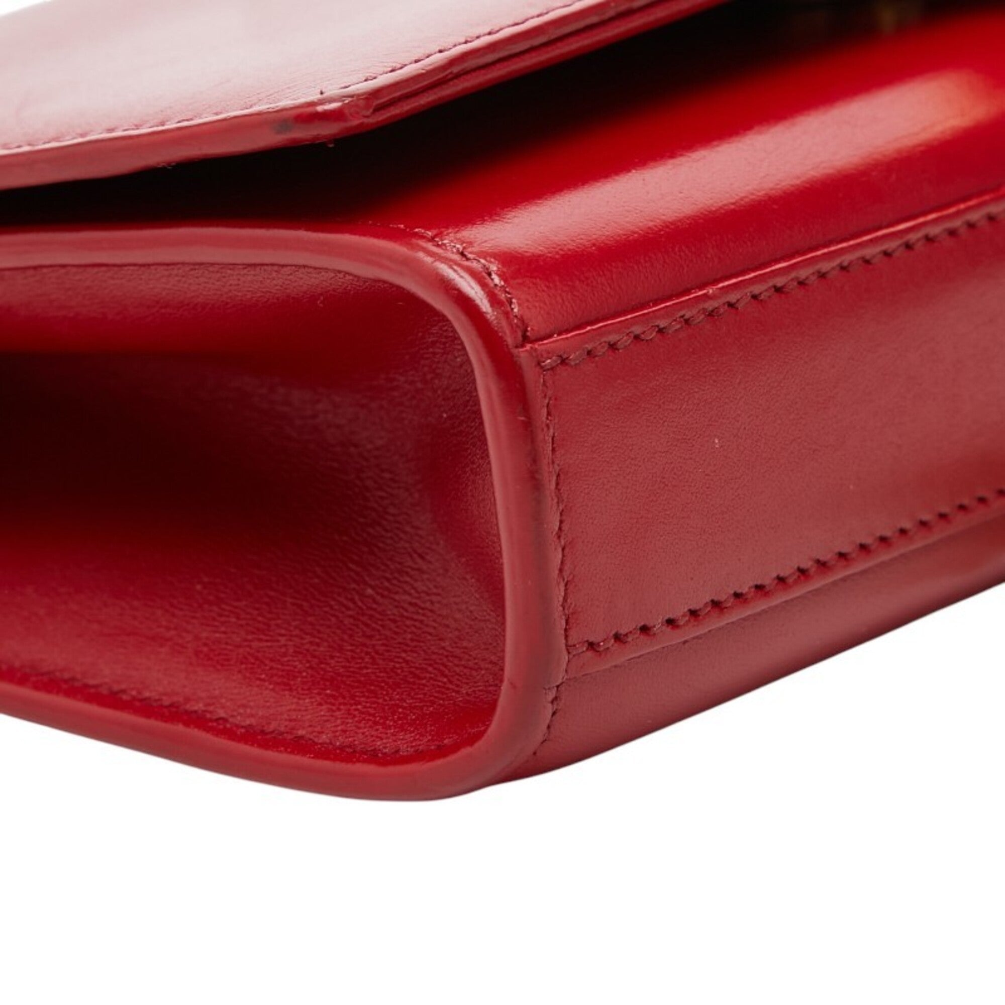 Saint Laurent Gold Red Color Leather Shoulder Bag (Pre-Owned)