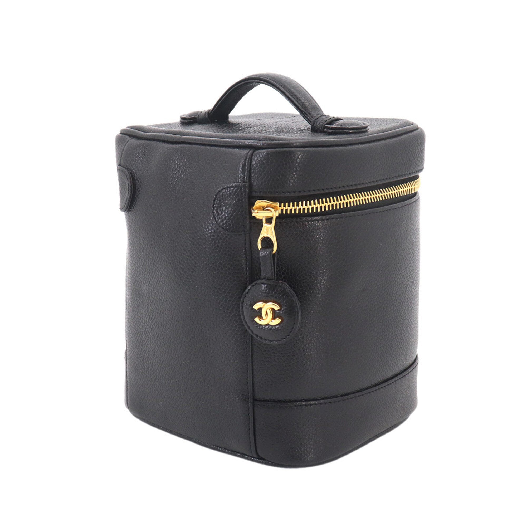 Chanel Black Grained Calfskin Handbag Vanity Bag (Pre-Owned)