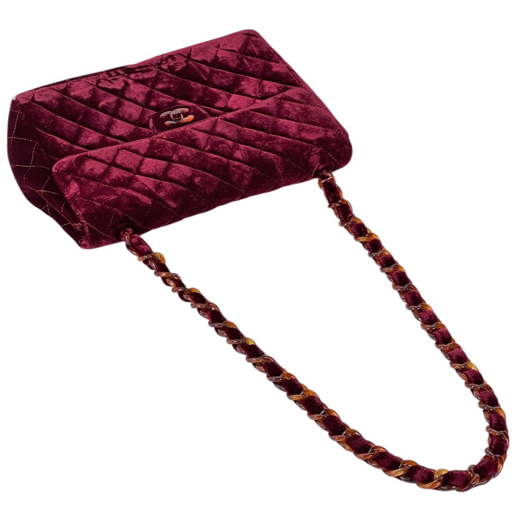 Chanel Matelasse Bordeaux Velvet Shoulder Bag (Pre-Owned)