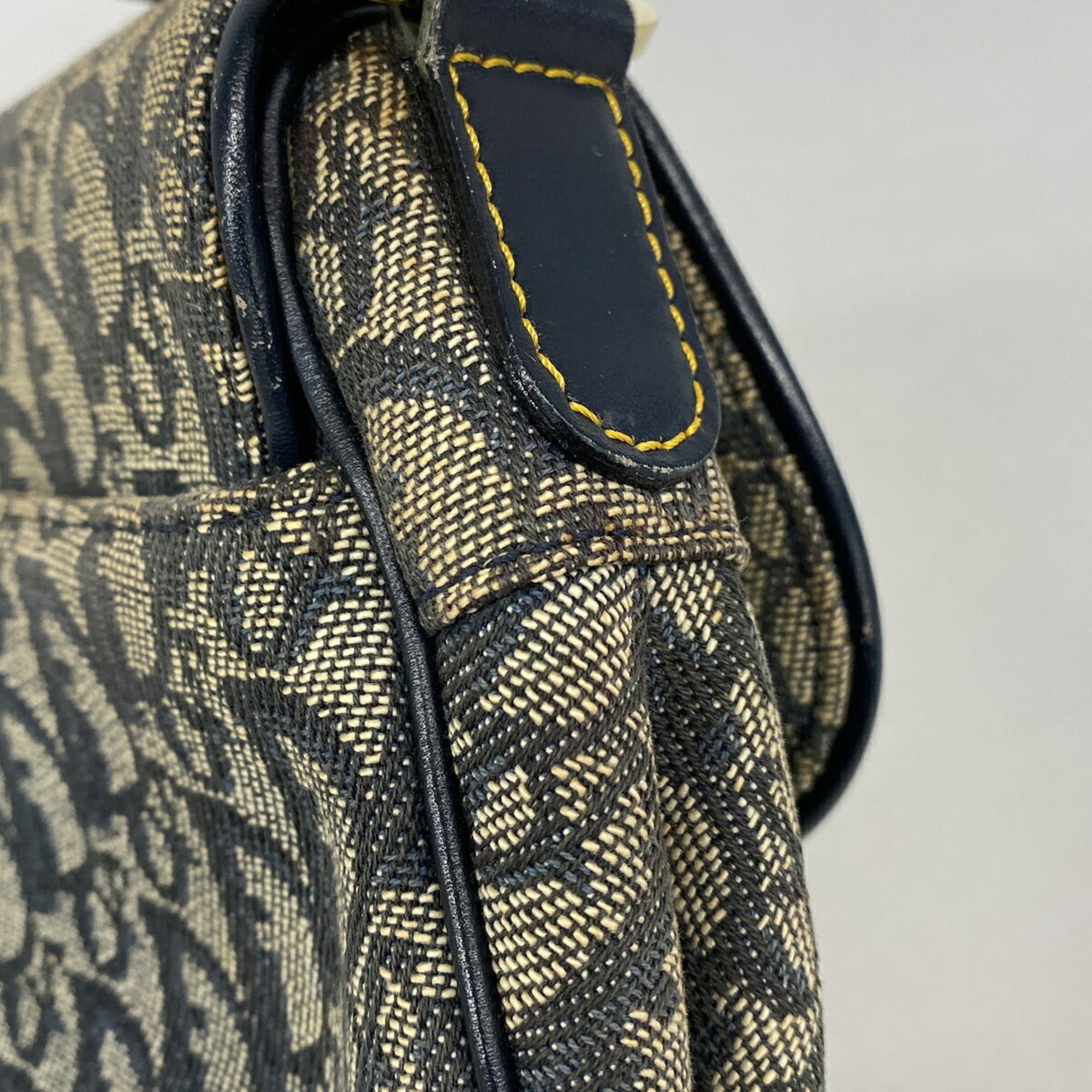 Christian Dior Beige Navy Canvas Handbag (Pre-Owned)