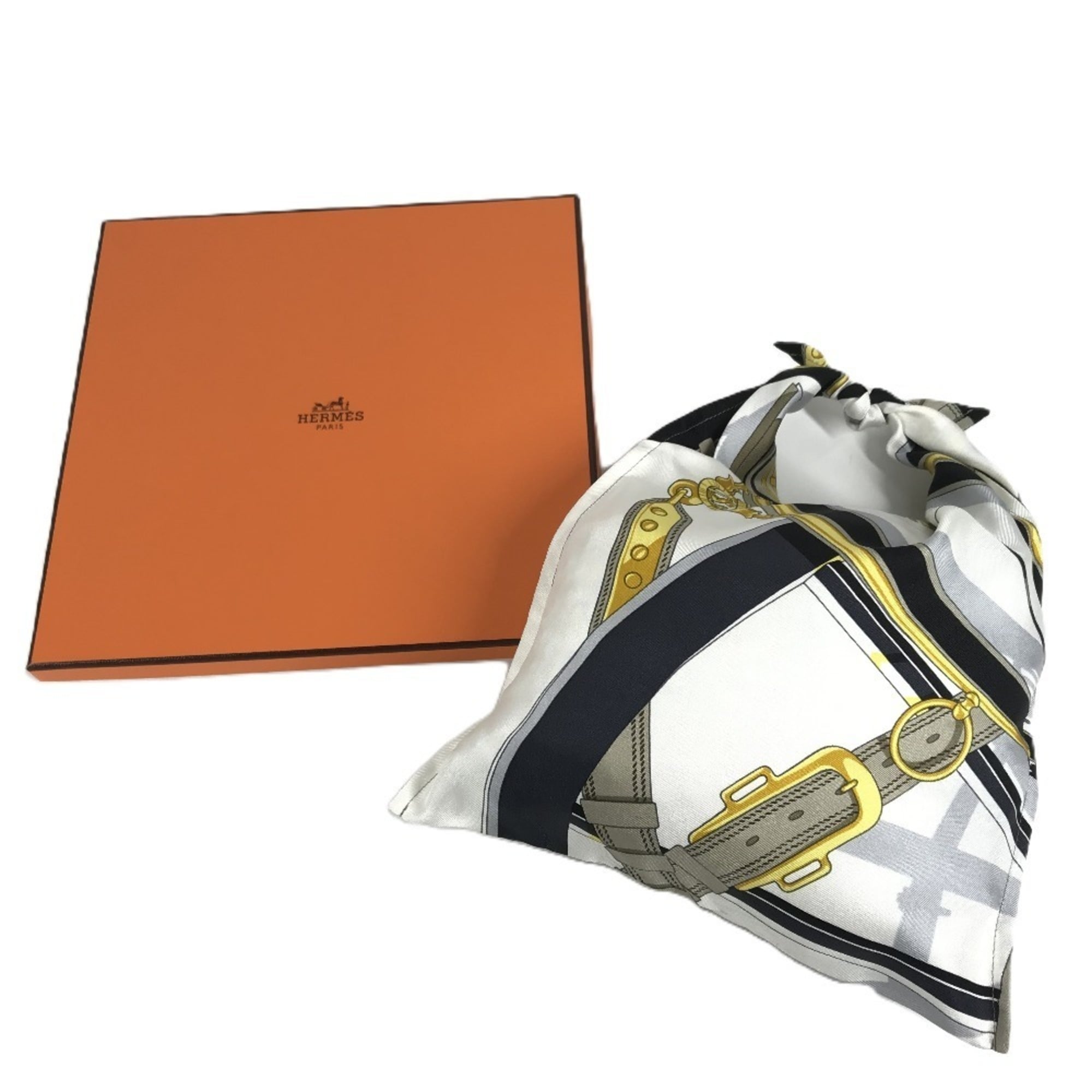 Hermes Black White Silk Handbag Pouch (Pre-Owned)