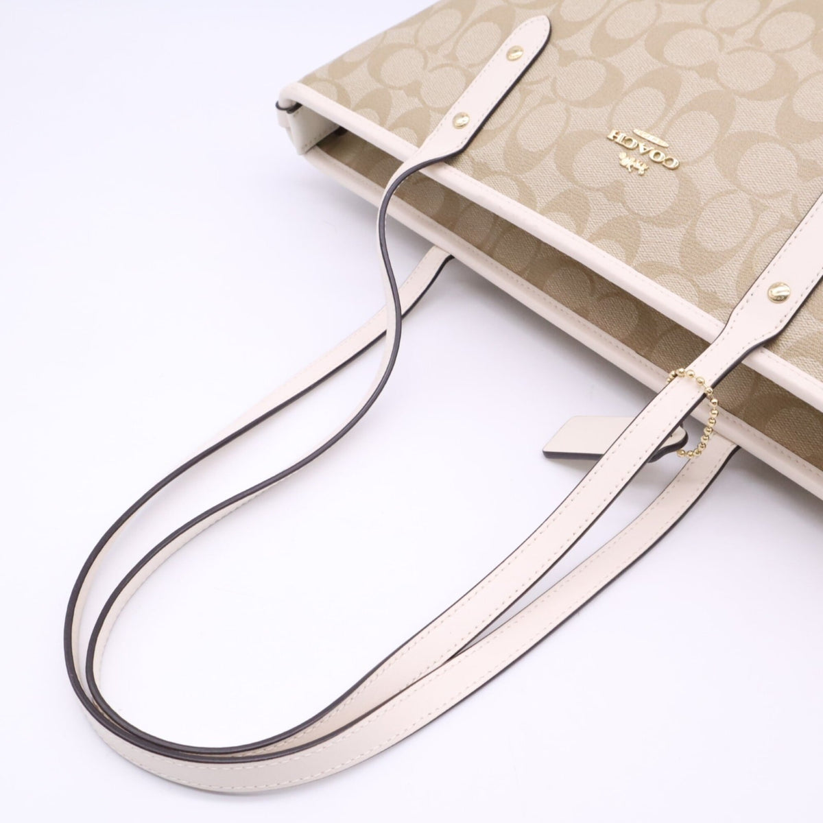 Coach Beige White Canvas Tote Bag (Pre-Owned)