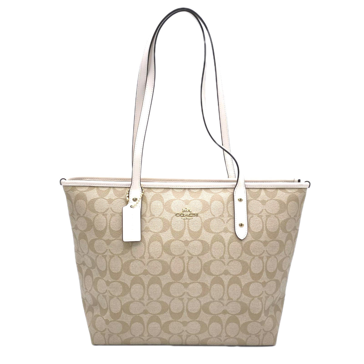 Coach Beige White Canvas Tote Bag (Pre-Owned)