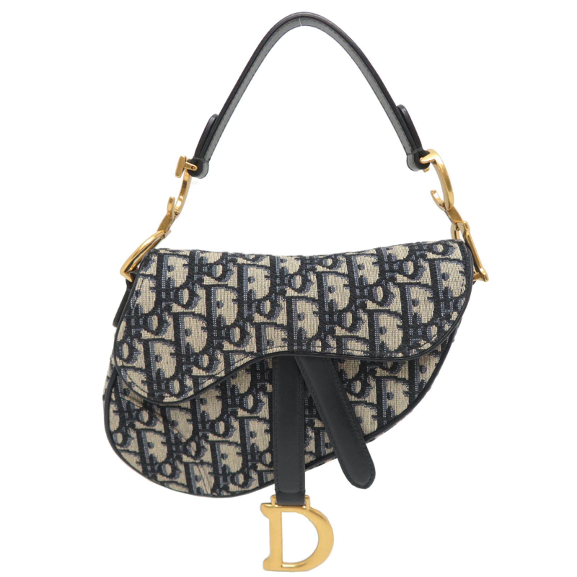 Christian Dior Jacquard Leather Handbag Saddle Bag (Pre-Owned)