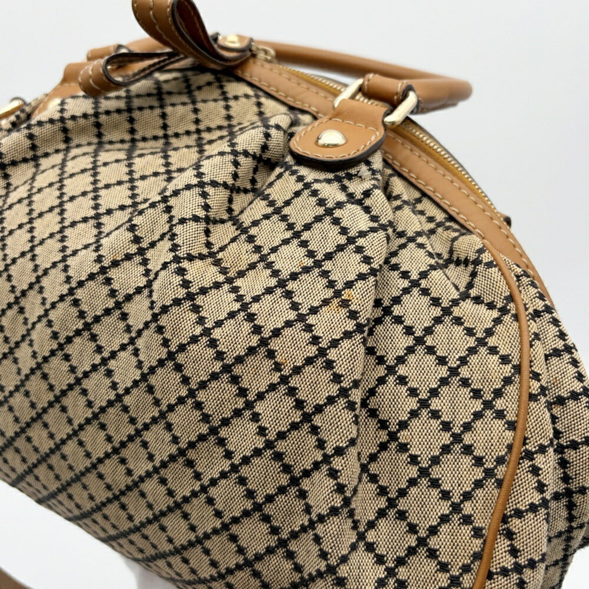 Gucci Brown Canvas Leather Shoulder Bag (Pre-Owned)