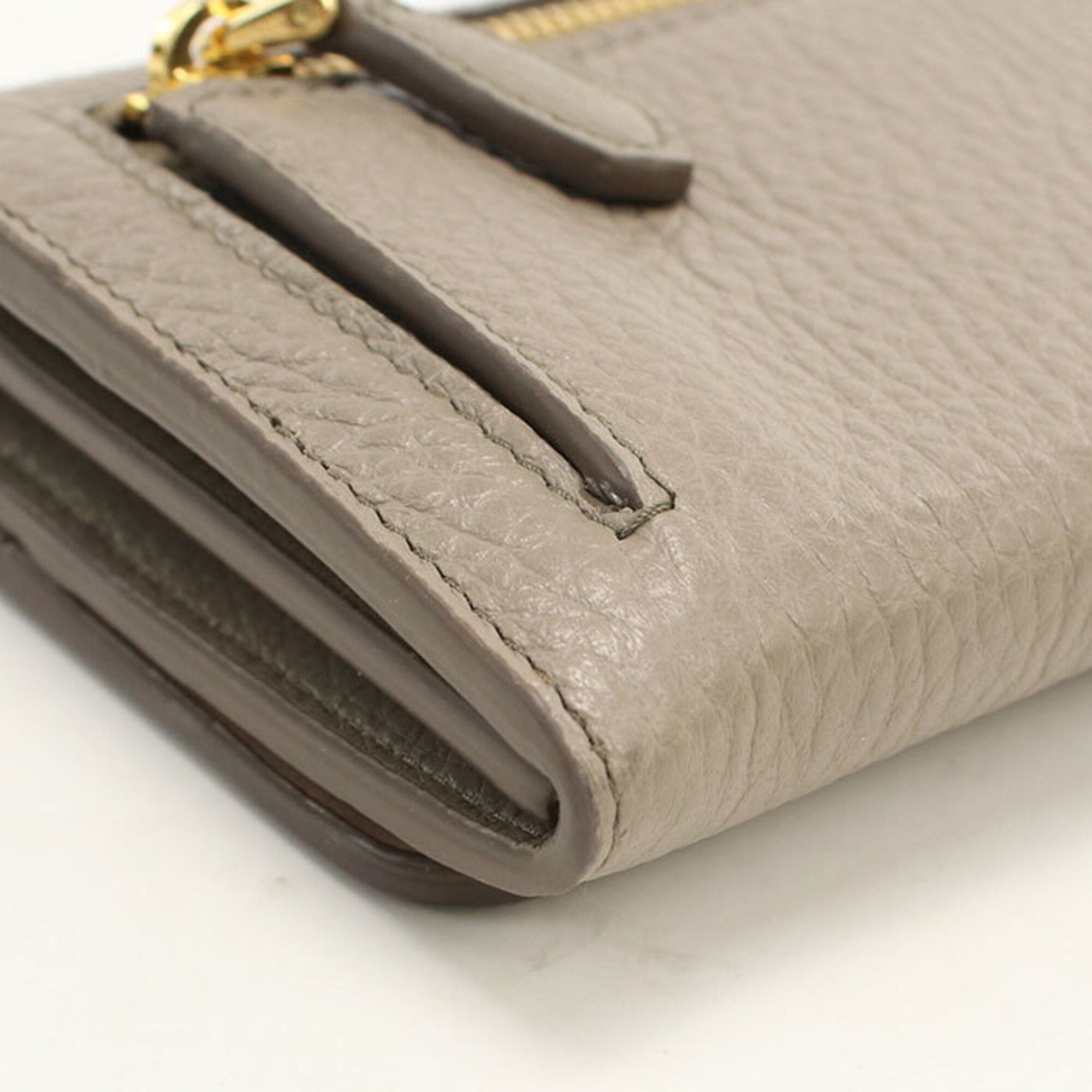 Prada Gray Leather Long Wallet (Bi-Fold) (Pre-Owned)