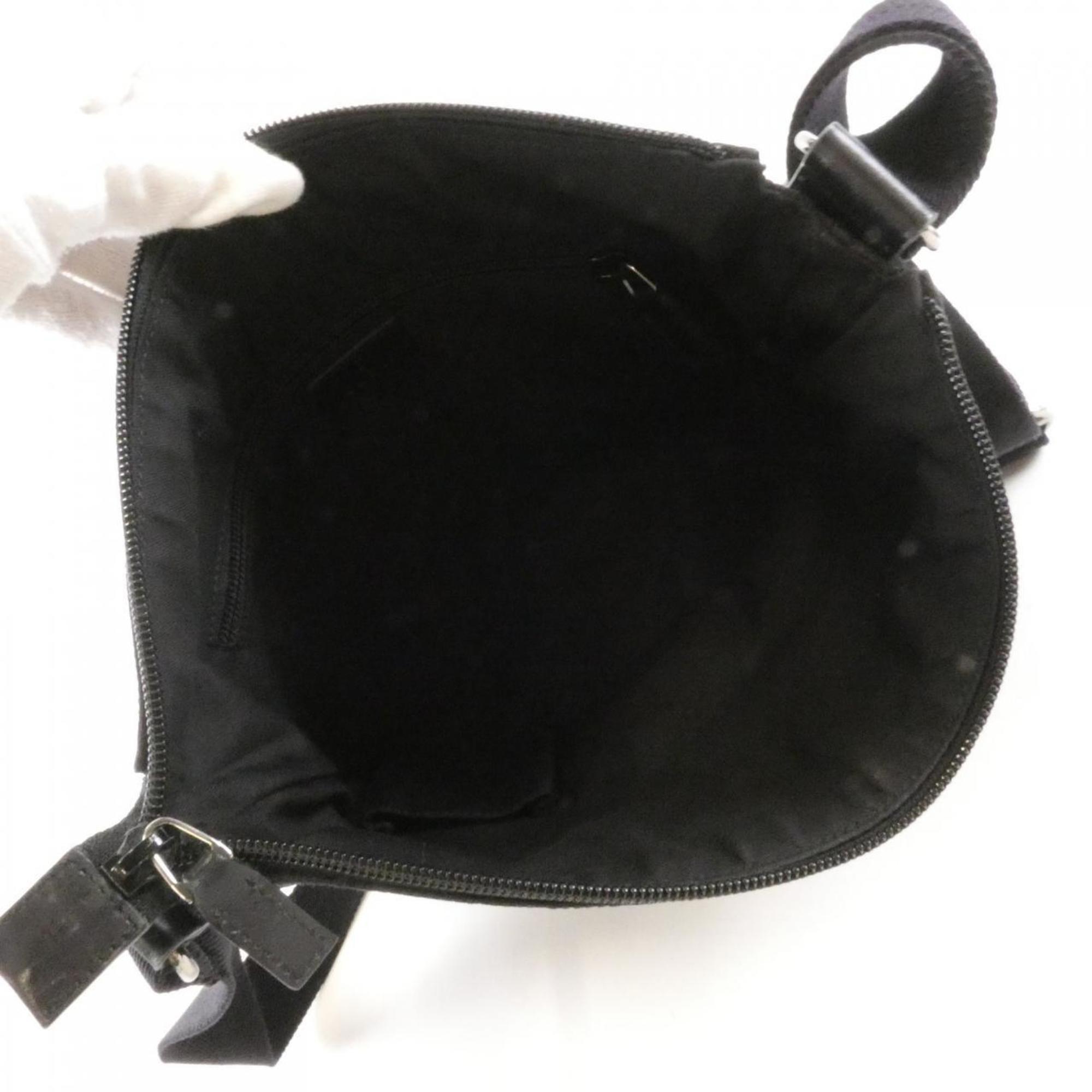 Gucci Gg Canvas Black Gg Canvas Leather Shoulder Bag (Pre-Owned)