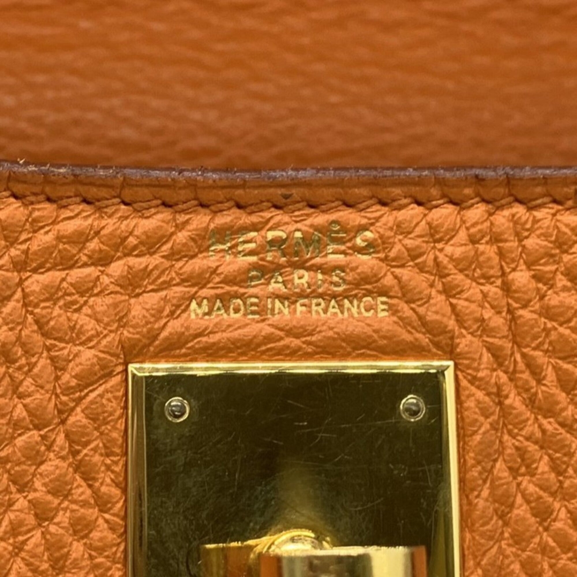 Hermes Orange Taurillon Clemence Leather Handbag (Pre-Owned)