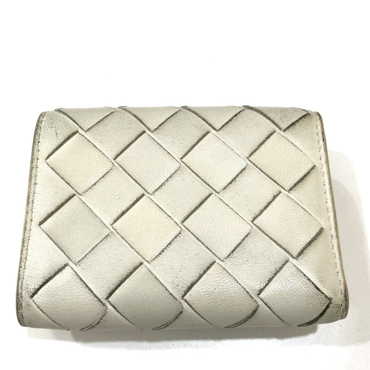 Bottega Veneta White Leather Wallet (Tri-Fold) (Pre-Owned)