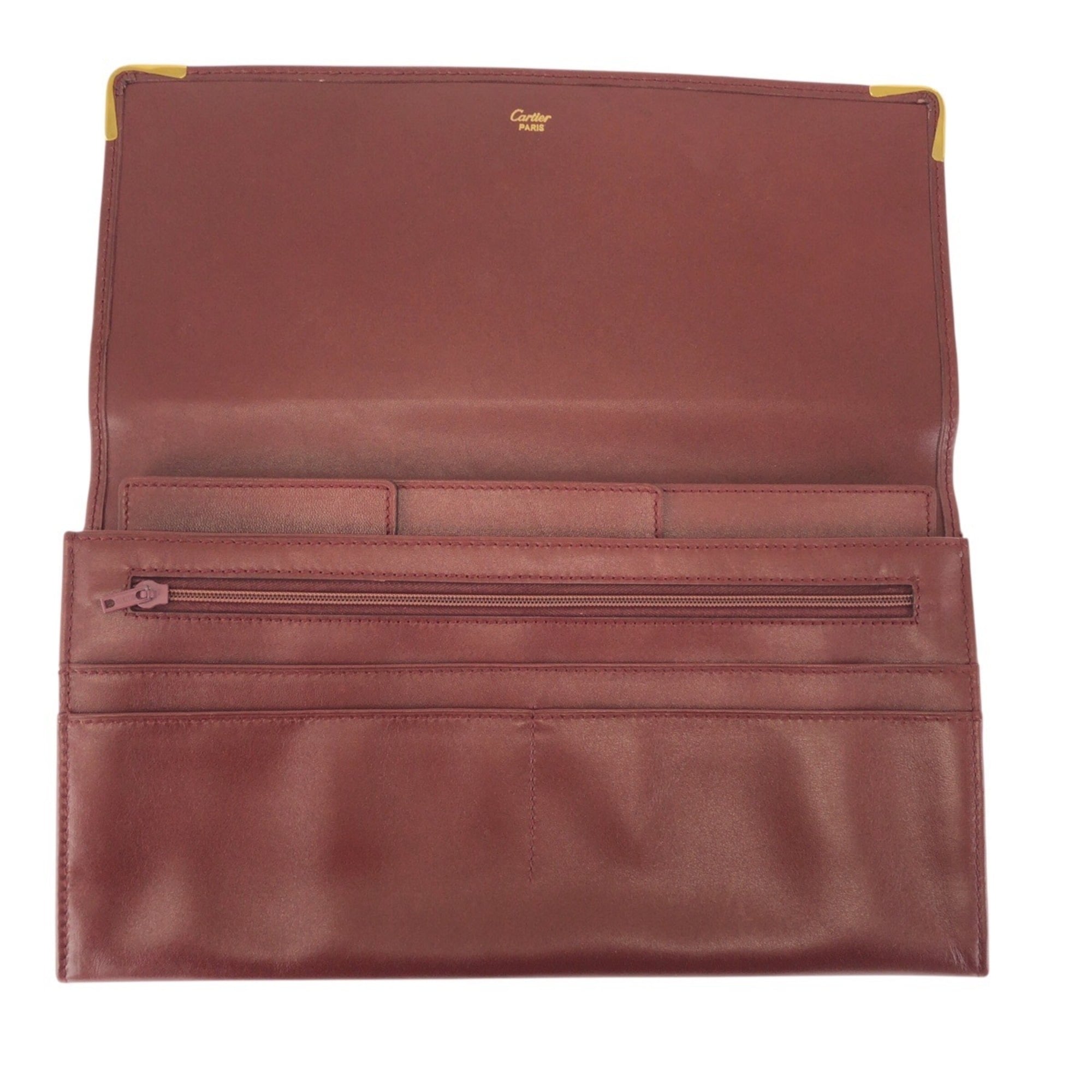 Cartier Bordeaux Wine Red Leather Clutch Bag (Pre-Owned)