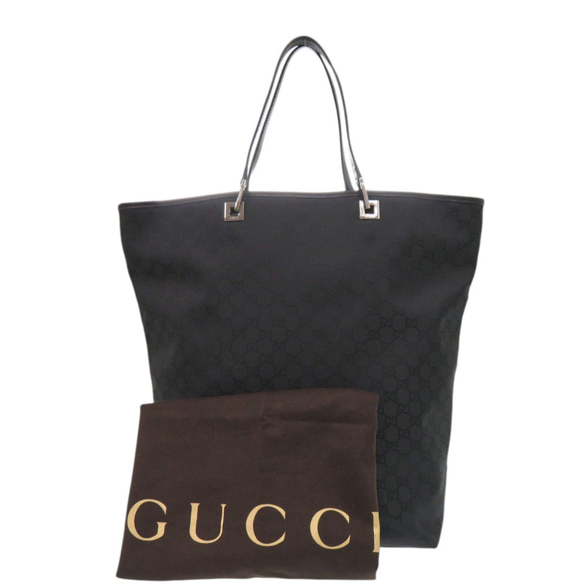 Gucci Black Nylon Leather Tote Bag (Pre-Owned)