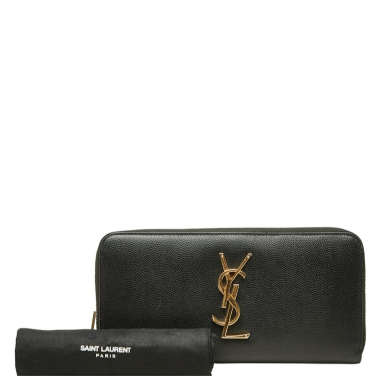 Saint Laurent Black Leather Long Wallet (Bi-Fold) (Pre-Owned)