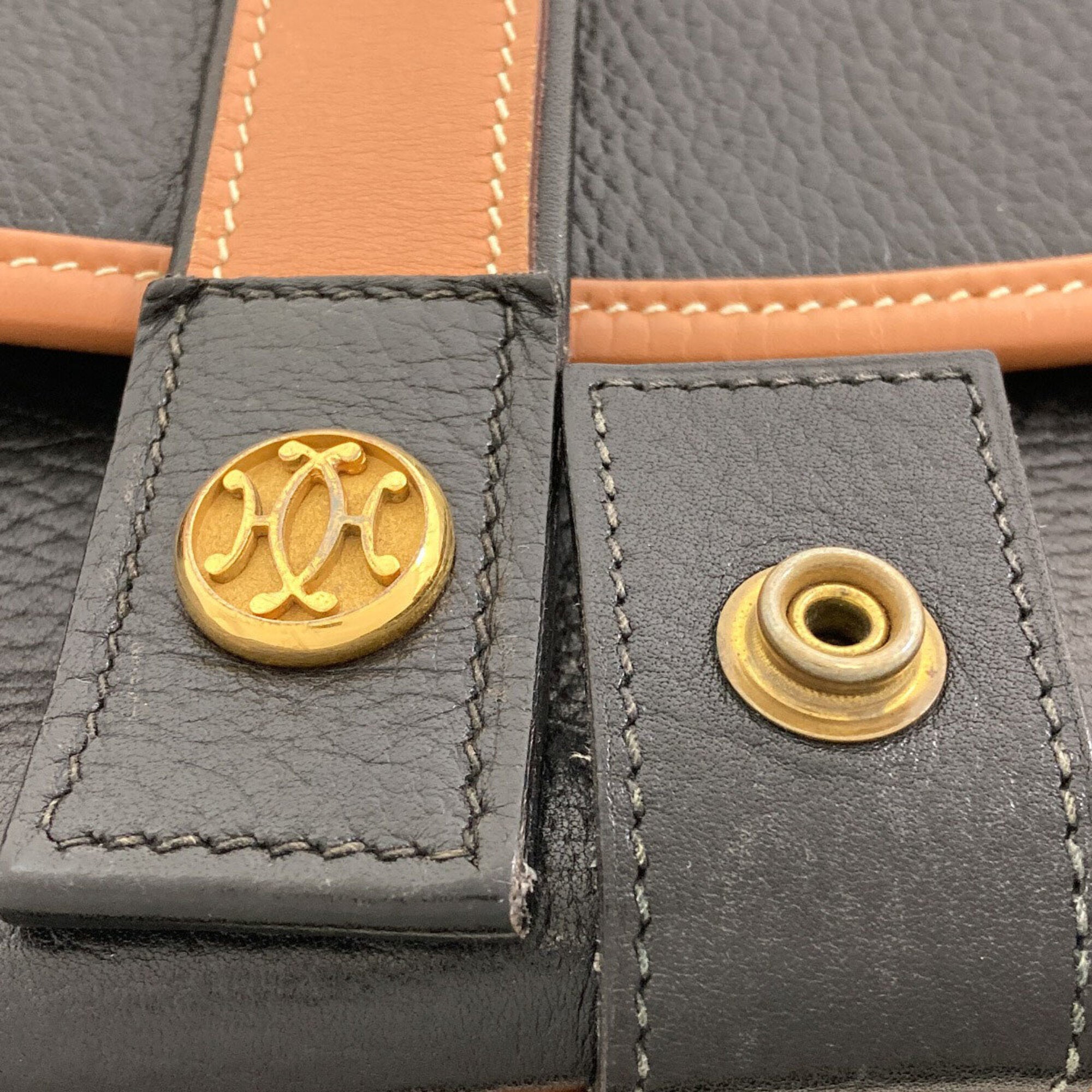 Hermes Black Brown Leather Shoulder Bag (Pre-Owned)