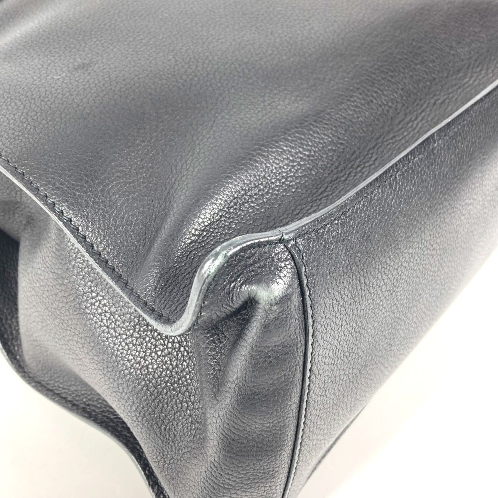 Hermes Black Leather Handbag Tote Bag (Pre-Owned)