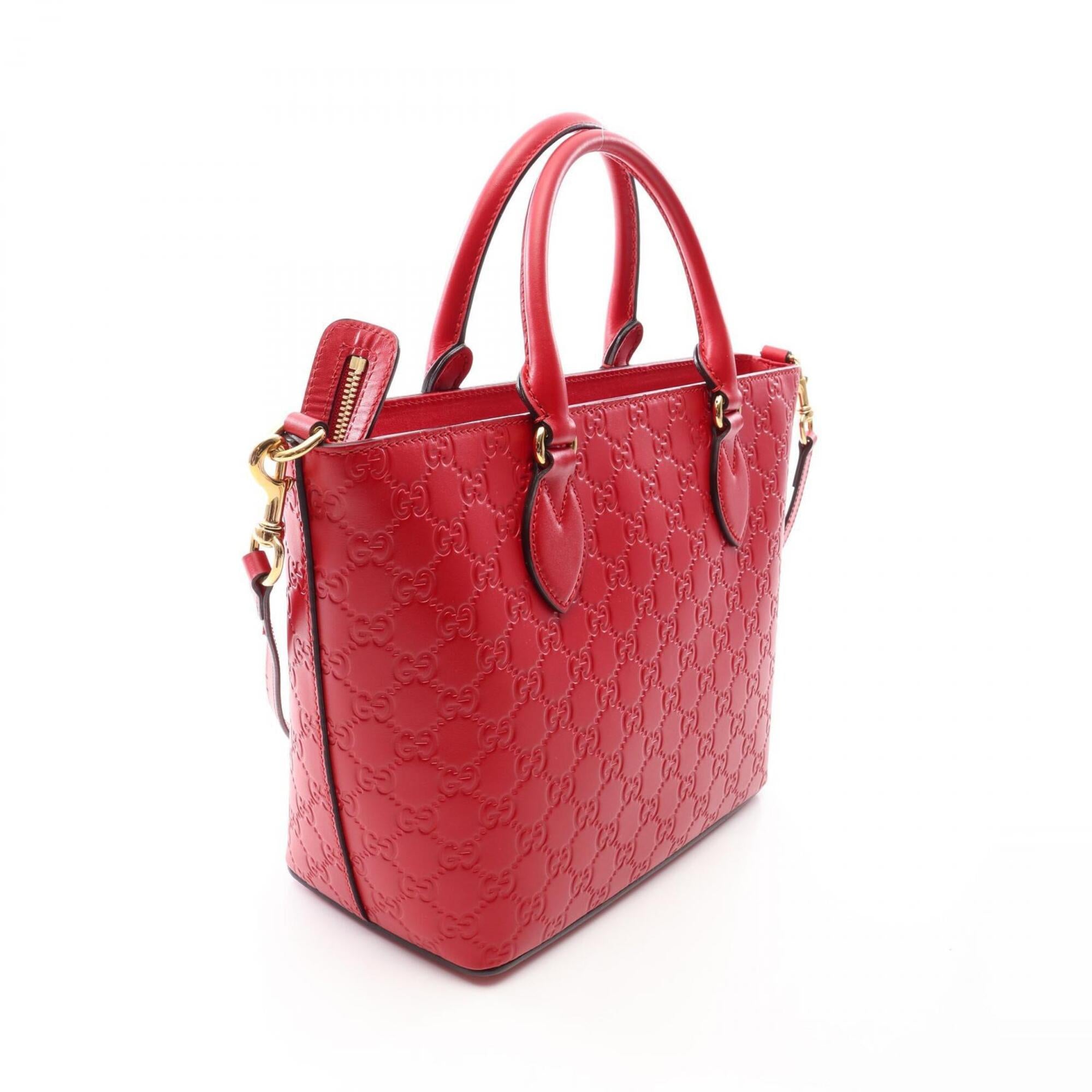 Gucci Red Color Leather Handbag Tote Bag (Pre-Owned)
