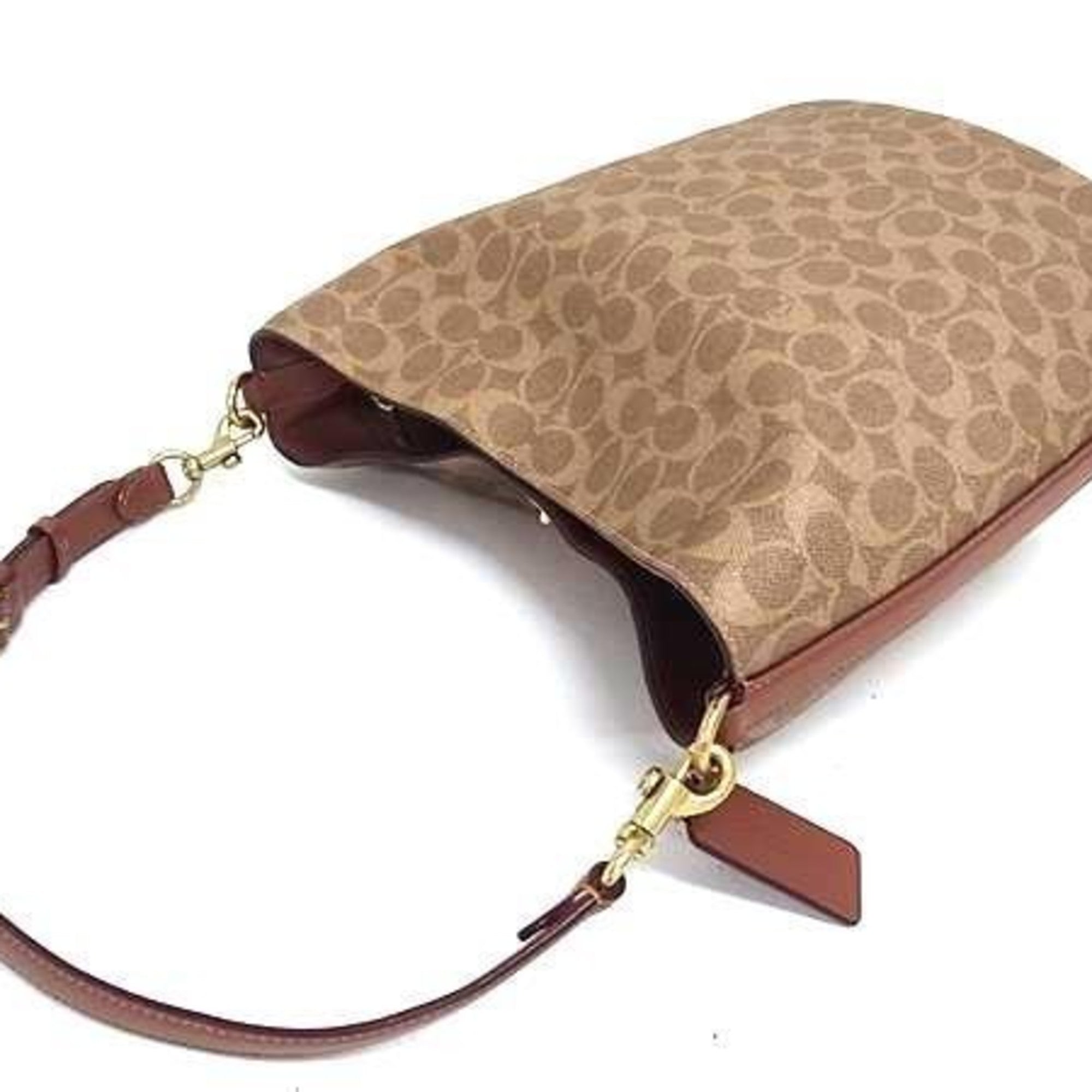 Coach Signature Brown Pvc Leather Shoulder Bag (Pre-Owned)